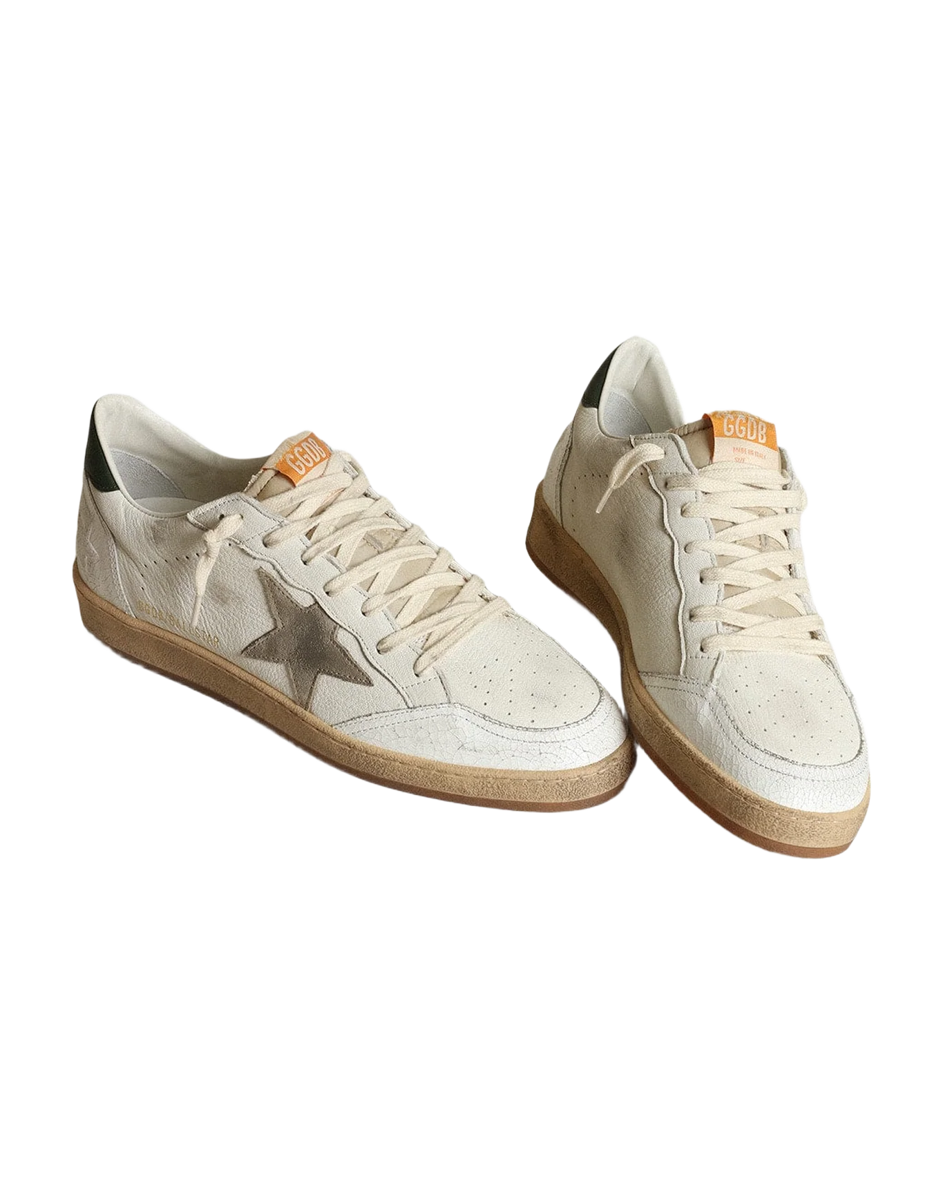 Men | Ball Star White Nappa with Dove Gray Suede Star | White x Taupe x Green - Image 4