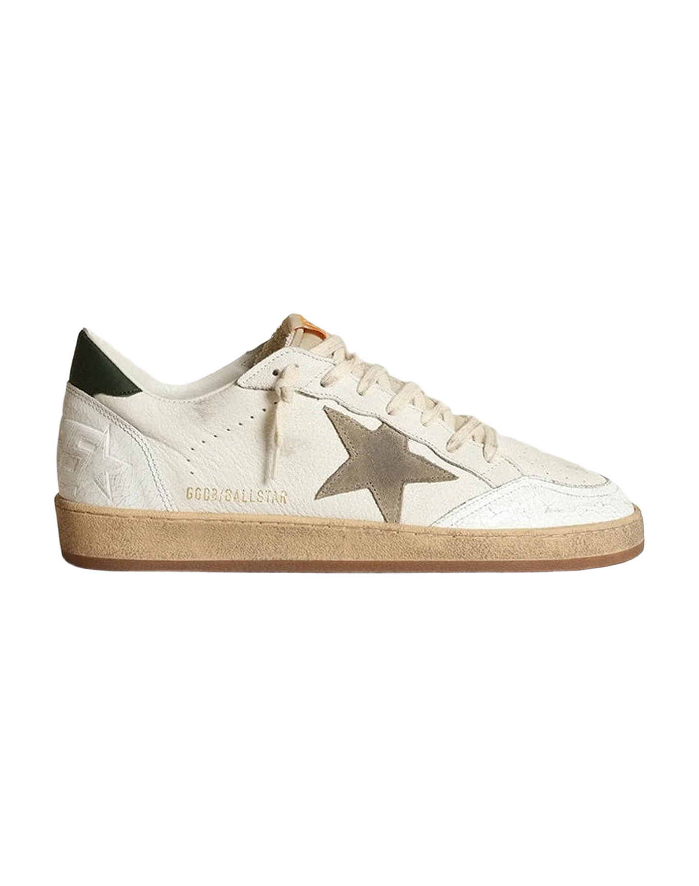 Men | Ball Star White Nappa with Dove Gray Suede Star | White x Taupe x Green - Image 5