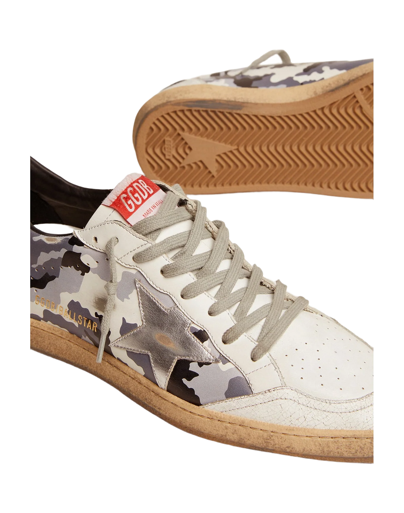 Men | Ball Star with Grey Camouflage Leather & Silver Star | Grey Camouflage x White x Black - Image 4
