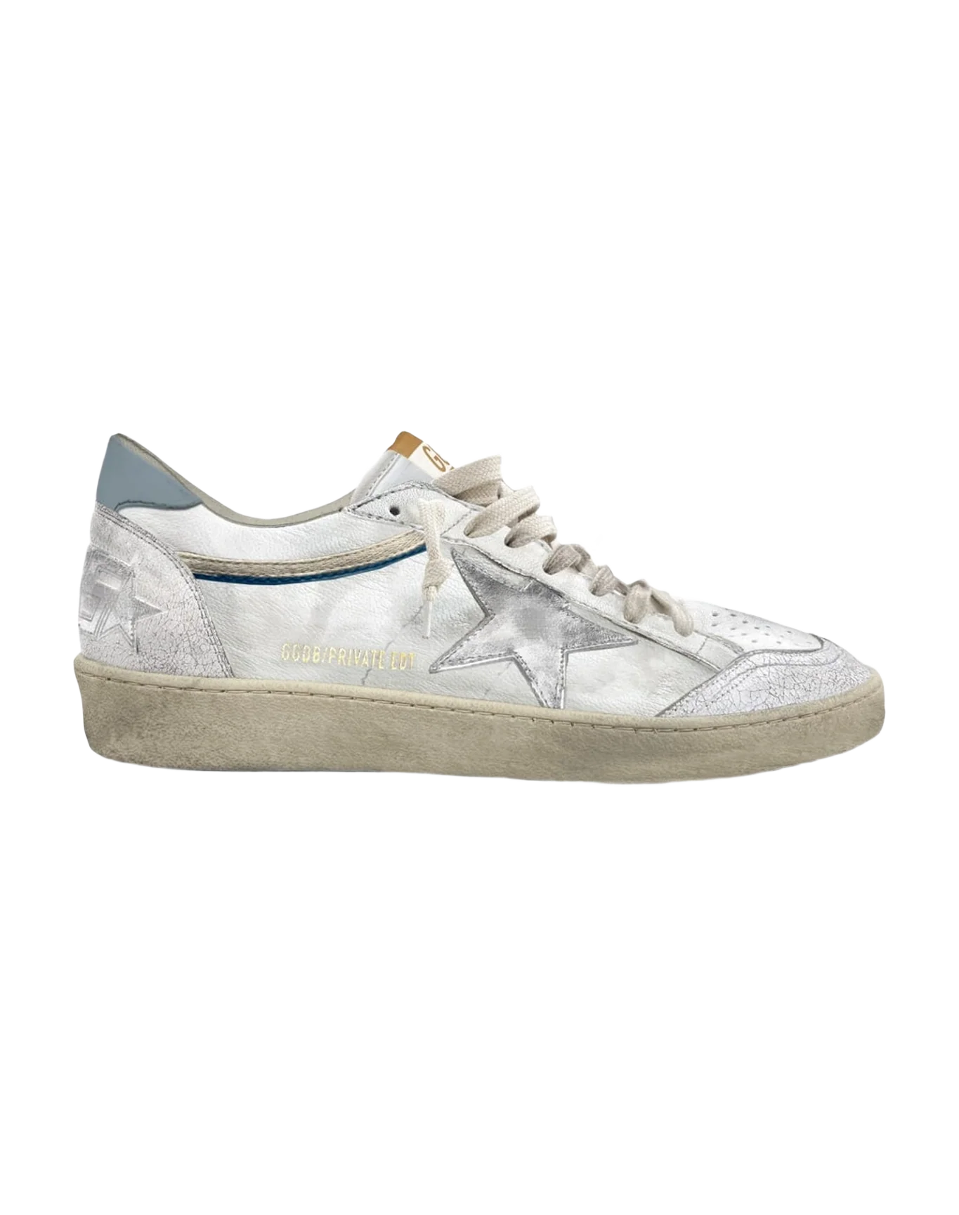 Men | Ballstar White Nappa & Laminated Silver Star | White x Silver x Blue
