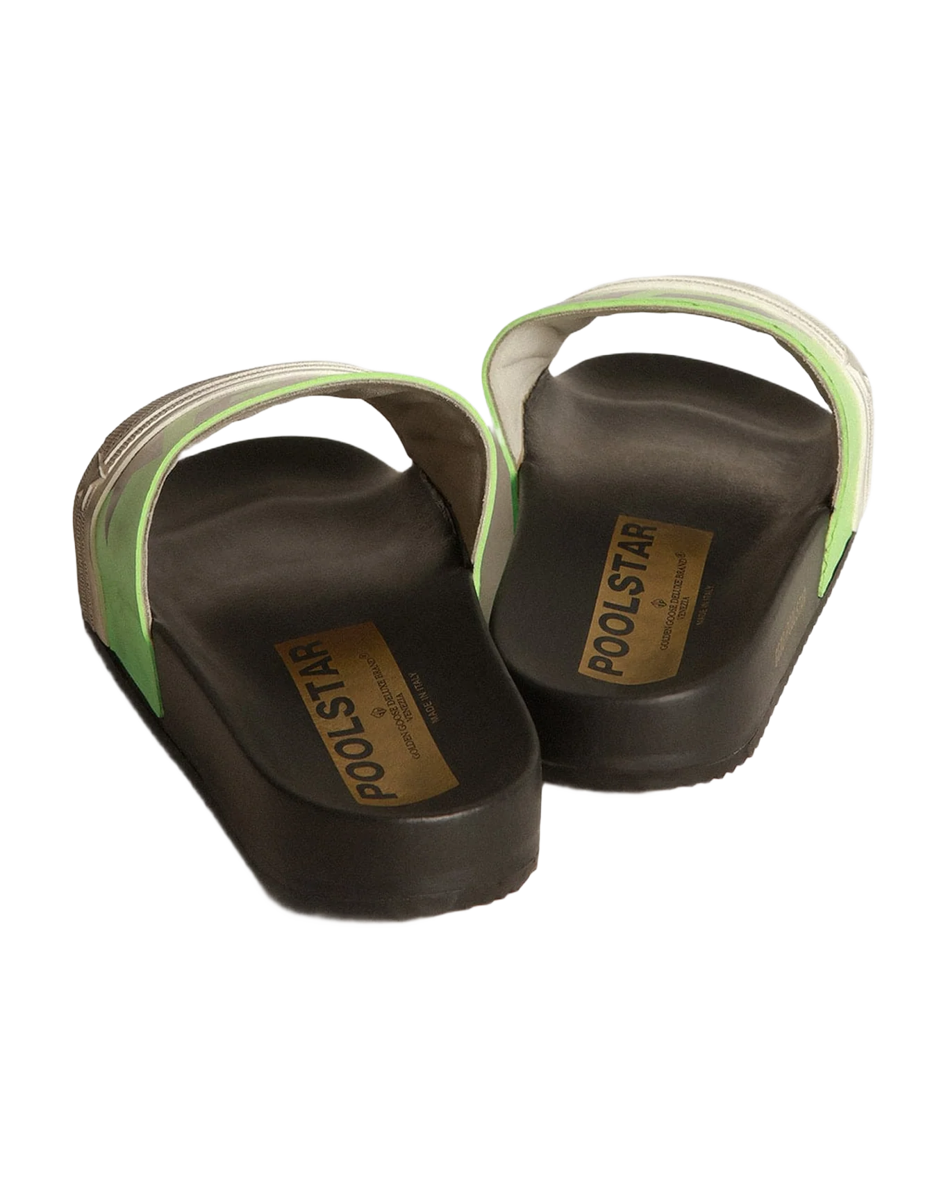 Men | Black Poolstars with Green Strap & Logo - Image 3