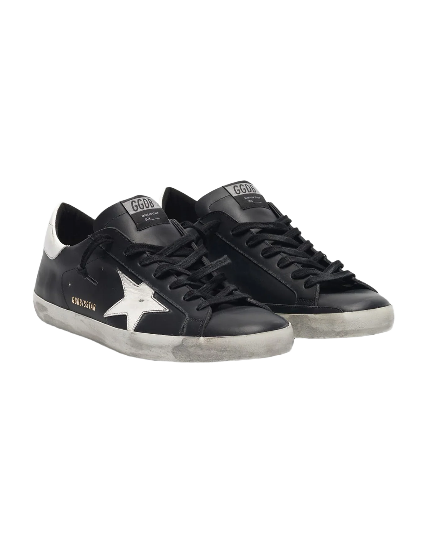 Men | Black Super-Star Sneakers Leather with White Star - Image 2