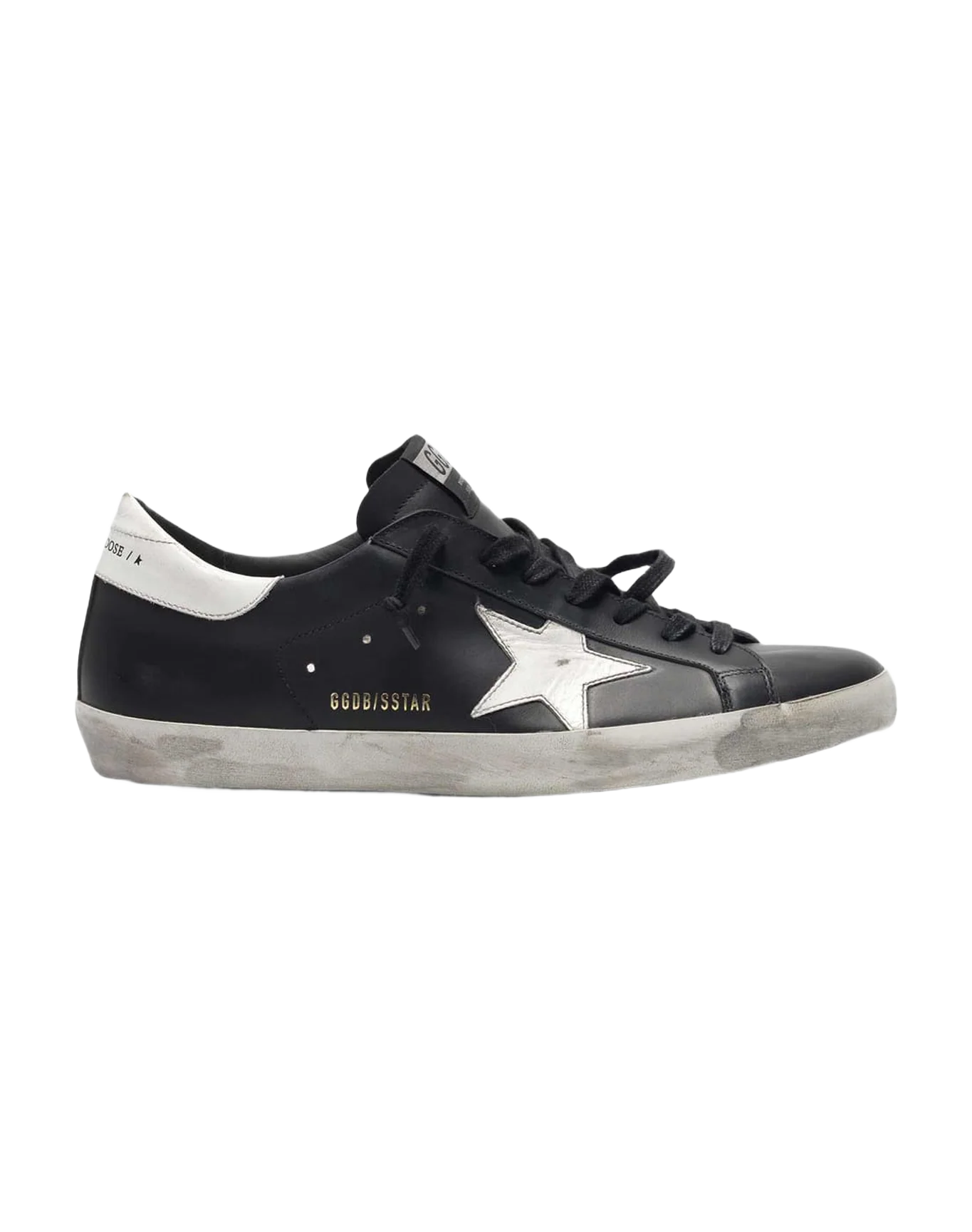 Men | Black Super-Star Sneakers Leather with White Star - Image 3
