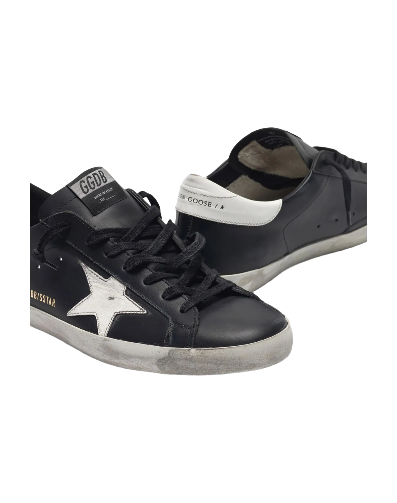 Men | Black Super-Star Sneakers Leather with White Star - Image 4