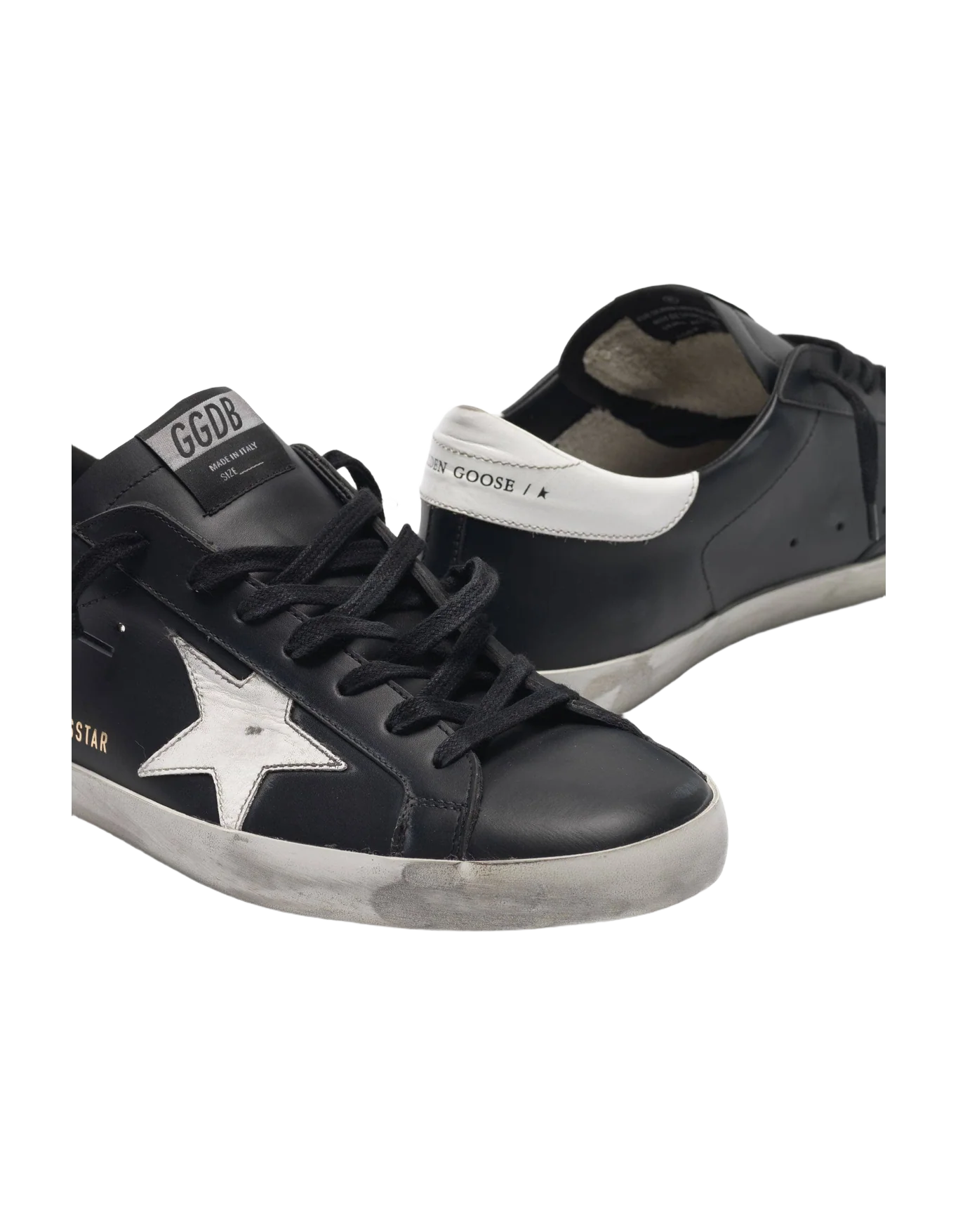 Men | Black Super-Star Sneakers Leather with White Star - Image 5