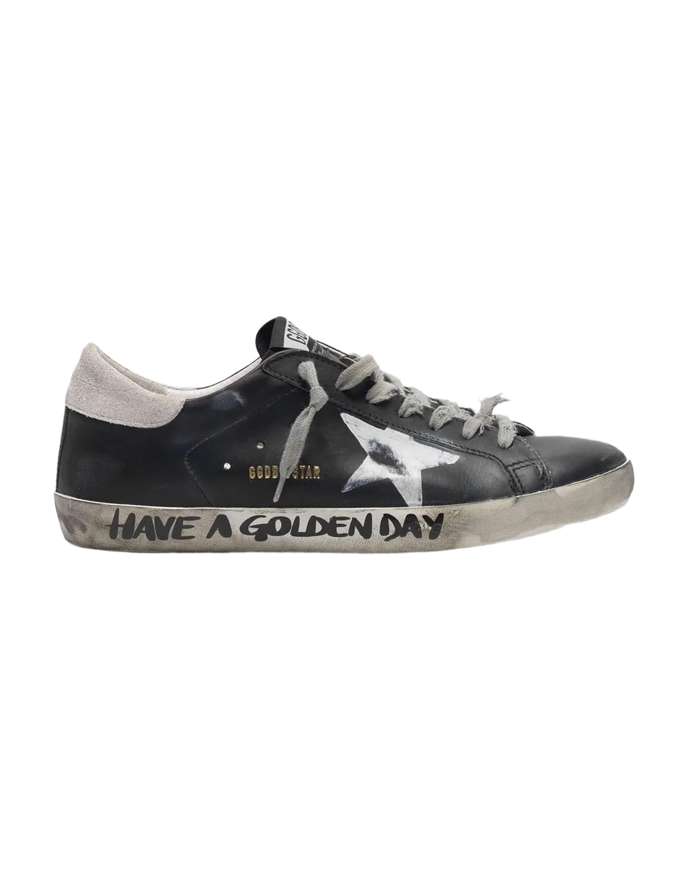 Men | Black Super-Star Sneakers with Handwritten Lettering - Image 4