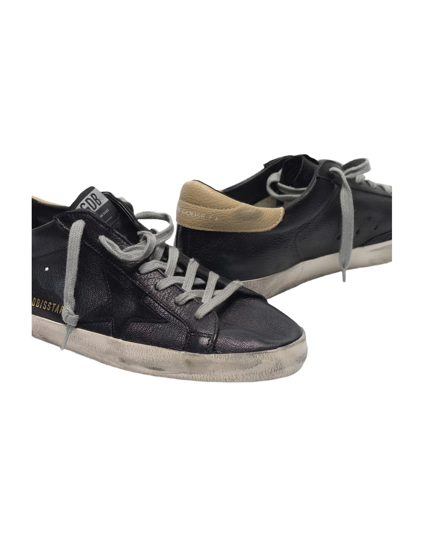 Men | Black Super-Star Sneakers with Nude Heel Tab - Image 2