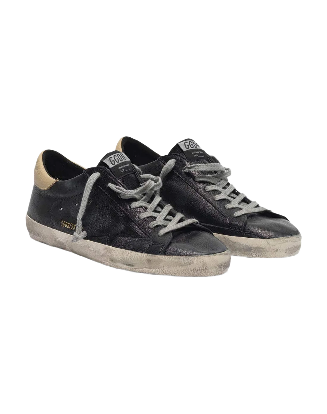 Men | Black Super-Star Sneakers with Nude Heel Tab - Image 3