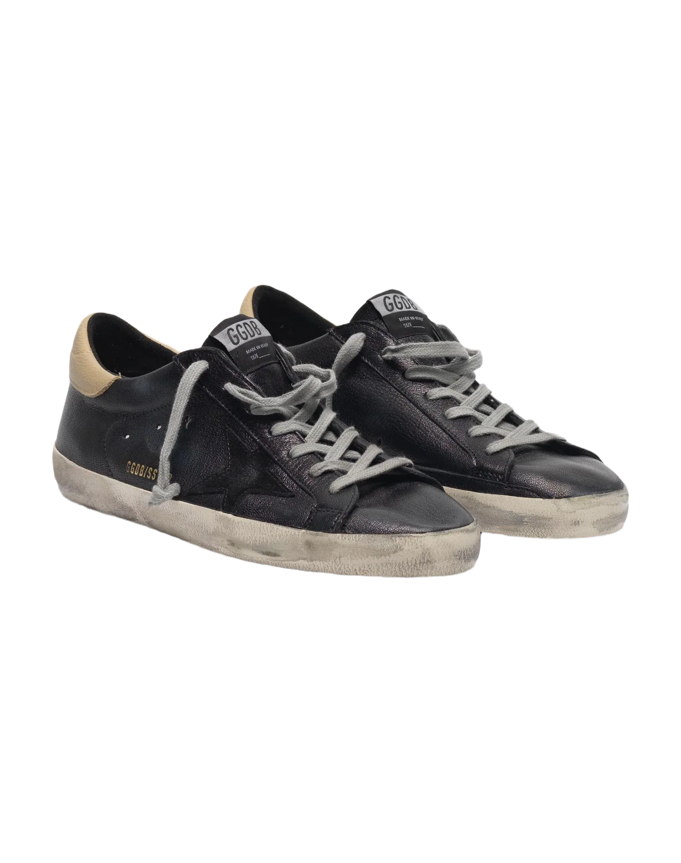 Men | Black Super-Star Sneakers with Nude Heel Tab - Image 4