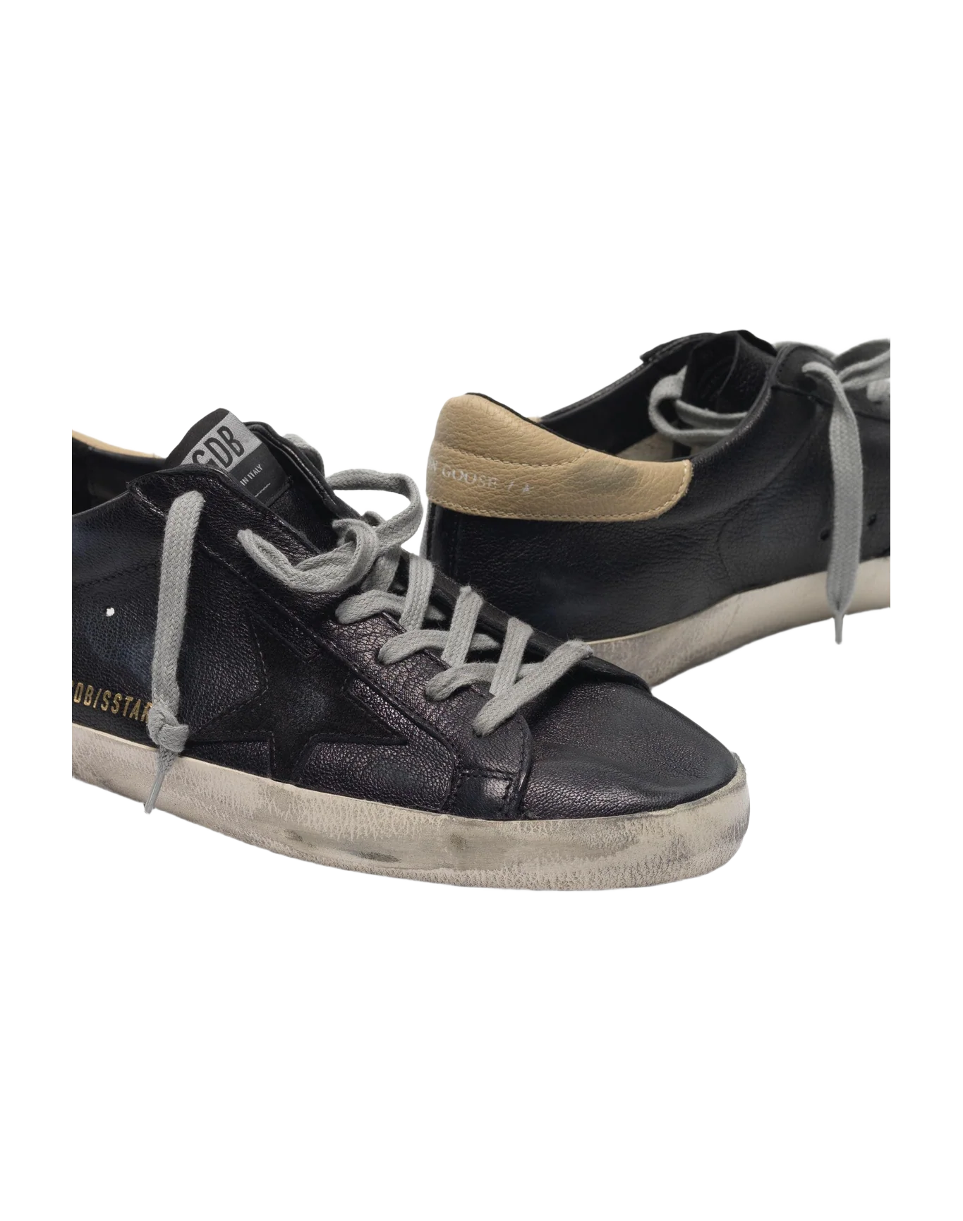 Men | Black Super-Star Sneakers with Nude Heel Tab - Image 7