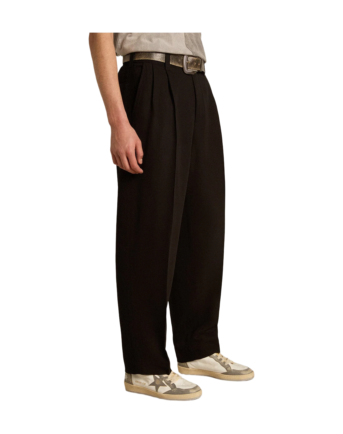 Men | Black Wool & Viscose Blend Pants | Black - Image 10
