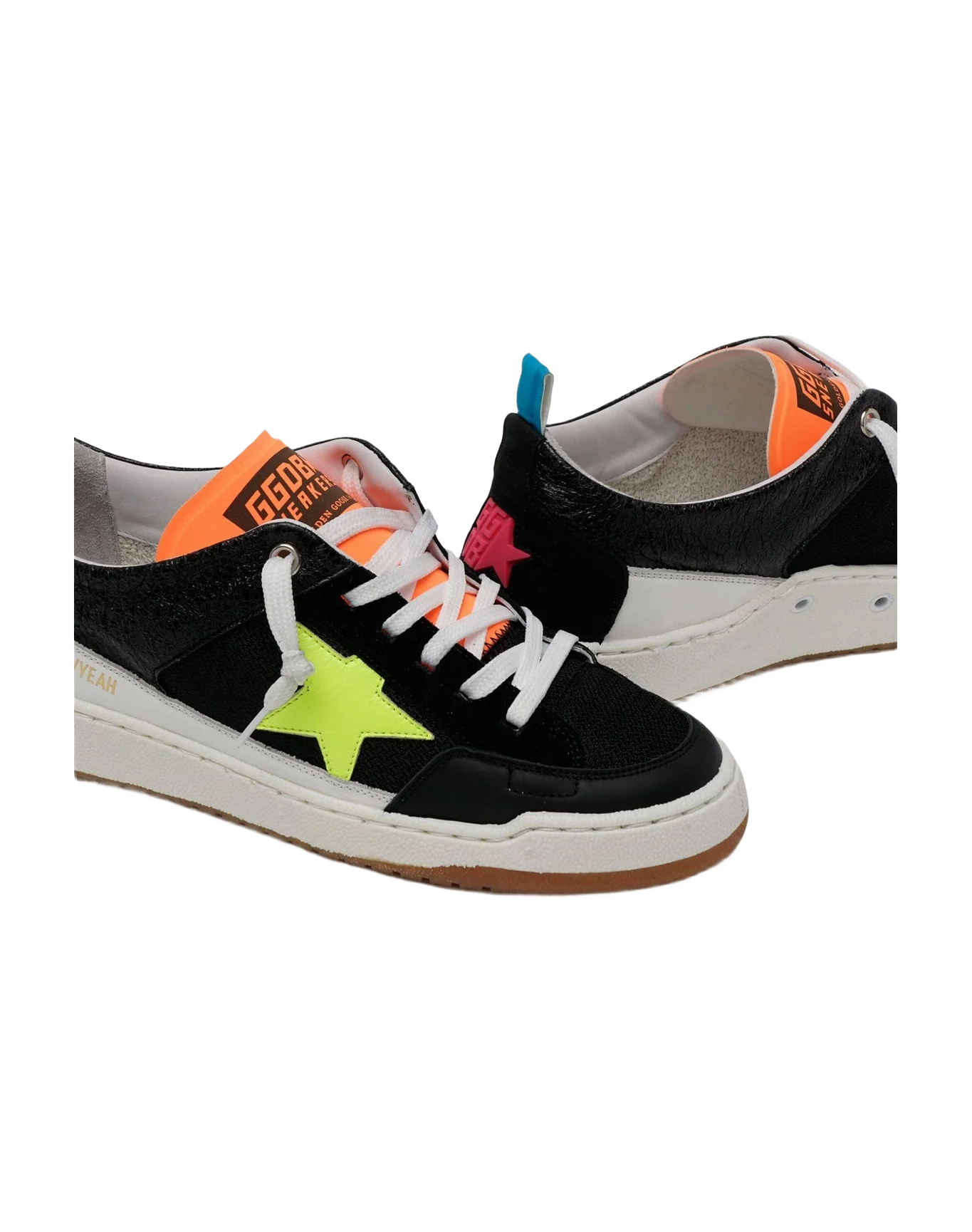 Men | Black Yeah Sneakers with Fluorescent Yellow Star | Black x Yellow Fluo