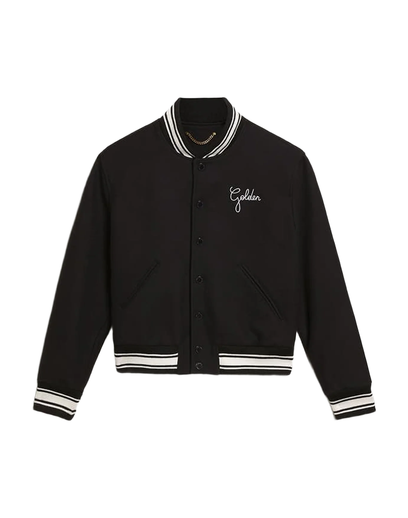 Men | Bomber Jacket Dark Blue Wool with Lettering On The Front | Dark Blue - Image 5