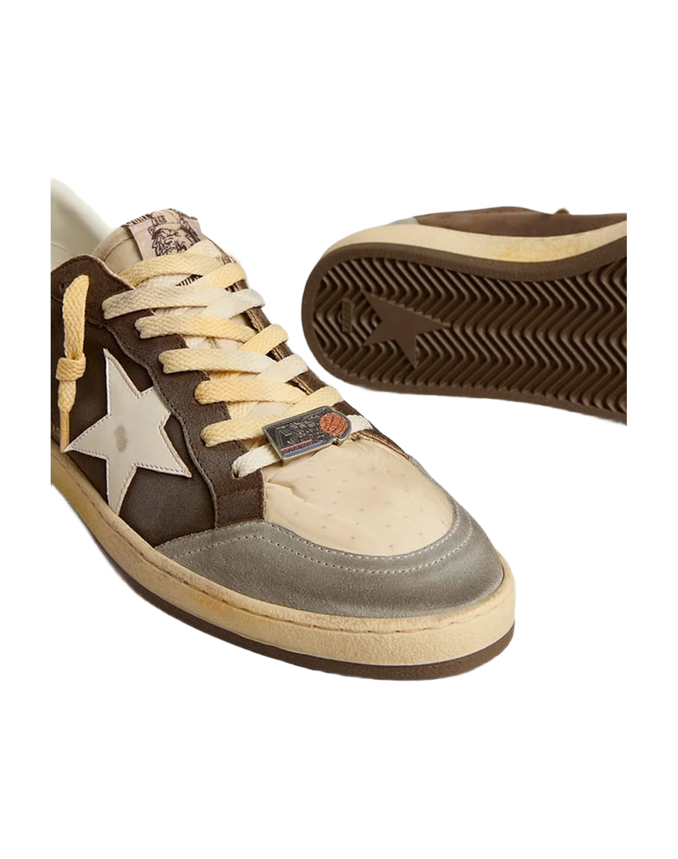 Men | Brown Ball Star with White Star & Heel Tab | Dark Brown x Silver x White x Beige - Image 4