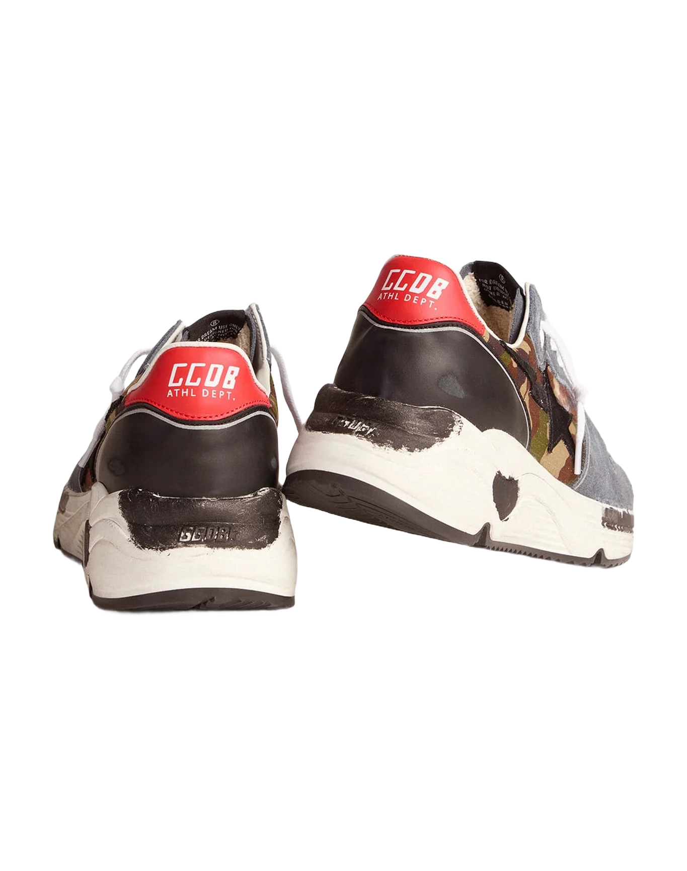 Men | Camouflage Running Sole Sneakers with Textured Nylon Insert | Green Camouflage x Powder Blue x Black - Image 6