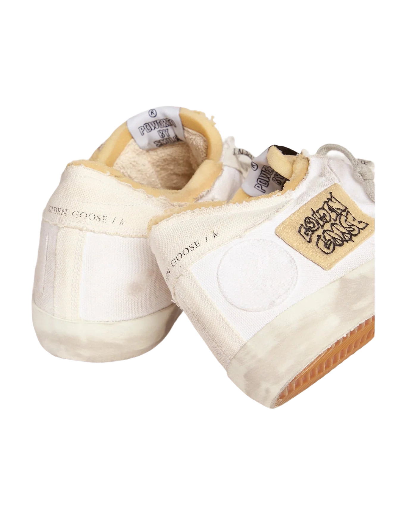 Men | Canvas Super-Star Sneakers with Side Patch | White x Beige