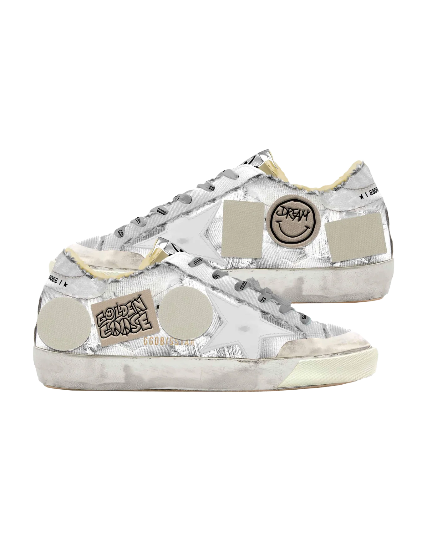 Men | Canvas Super-Star Sneakers with Side Patch | White x Beige - Image 7
