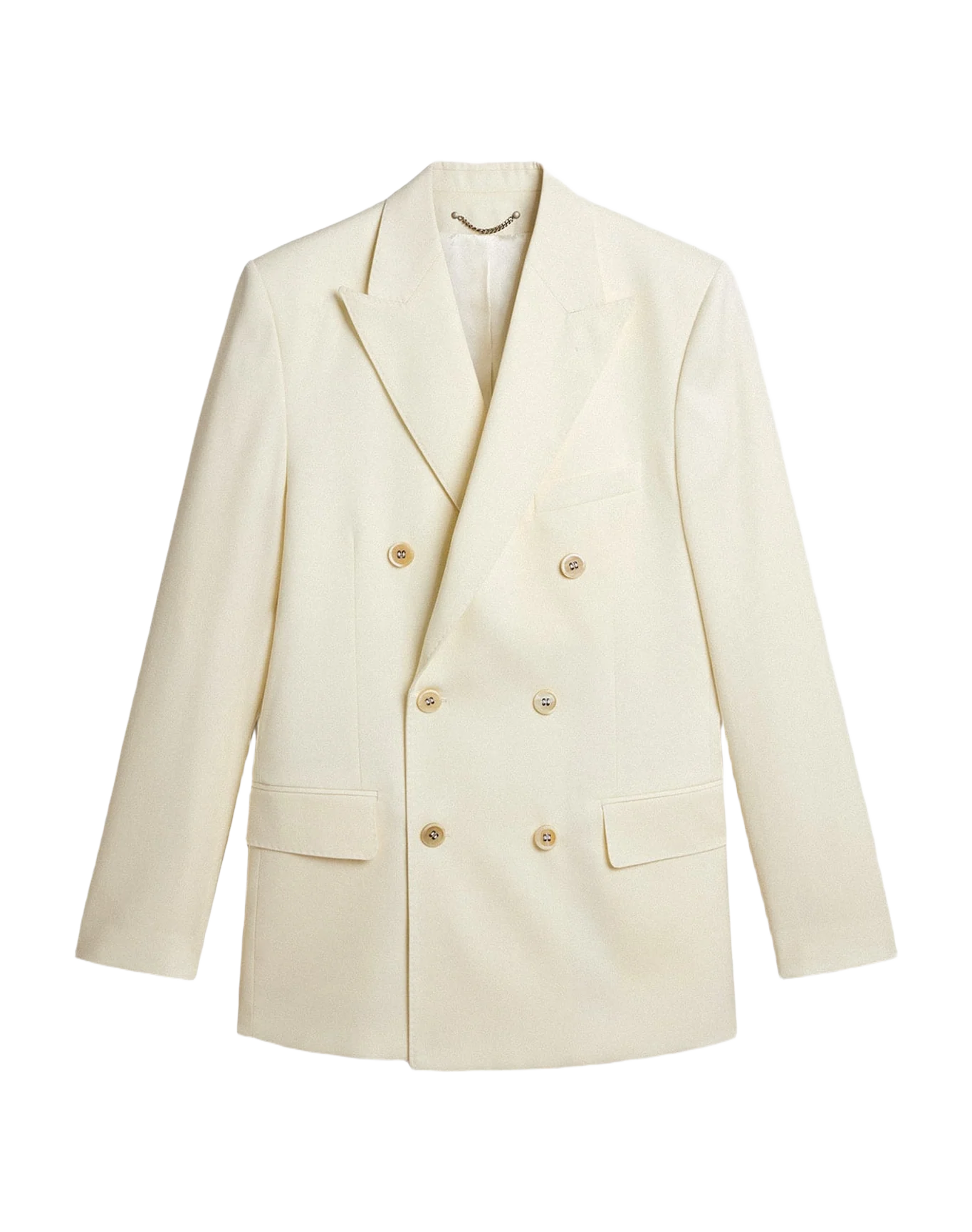 Men | Cream-Colored Double-Breasted Blazer | Artic Wolf - Image 2
