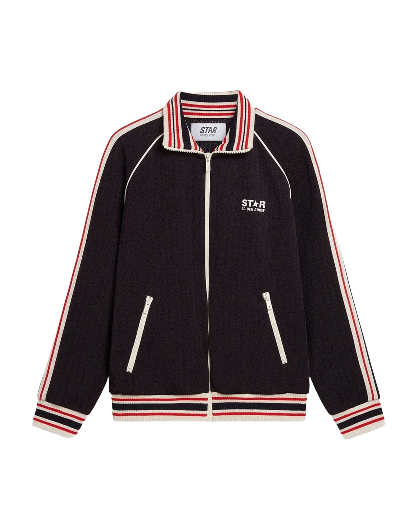 Men | Dark Blue Zipped Sweatshirt with White Logo | Dark Blue