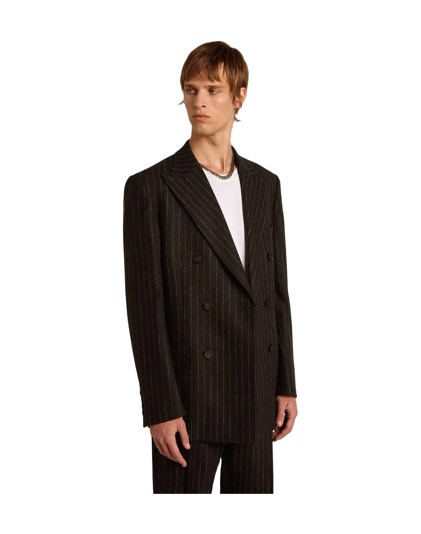Men | Double-Breasted Blazer Gray Melange Wool | Melange Dark Grey x Arctic Wolf - Image 5