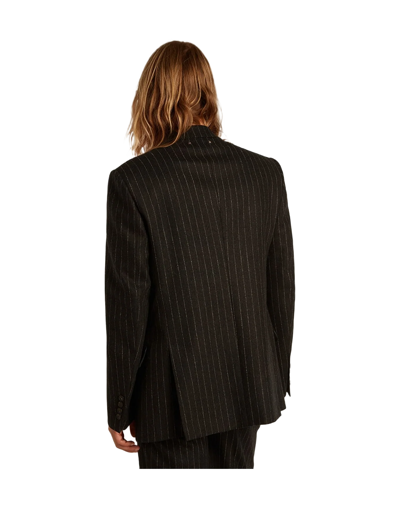 Men | Double-Breasted Blazer Gray Melange Wool | Melange Dark Grey x Arctic Wolf - Image 6