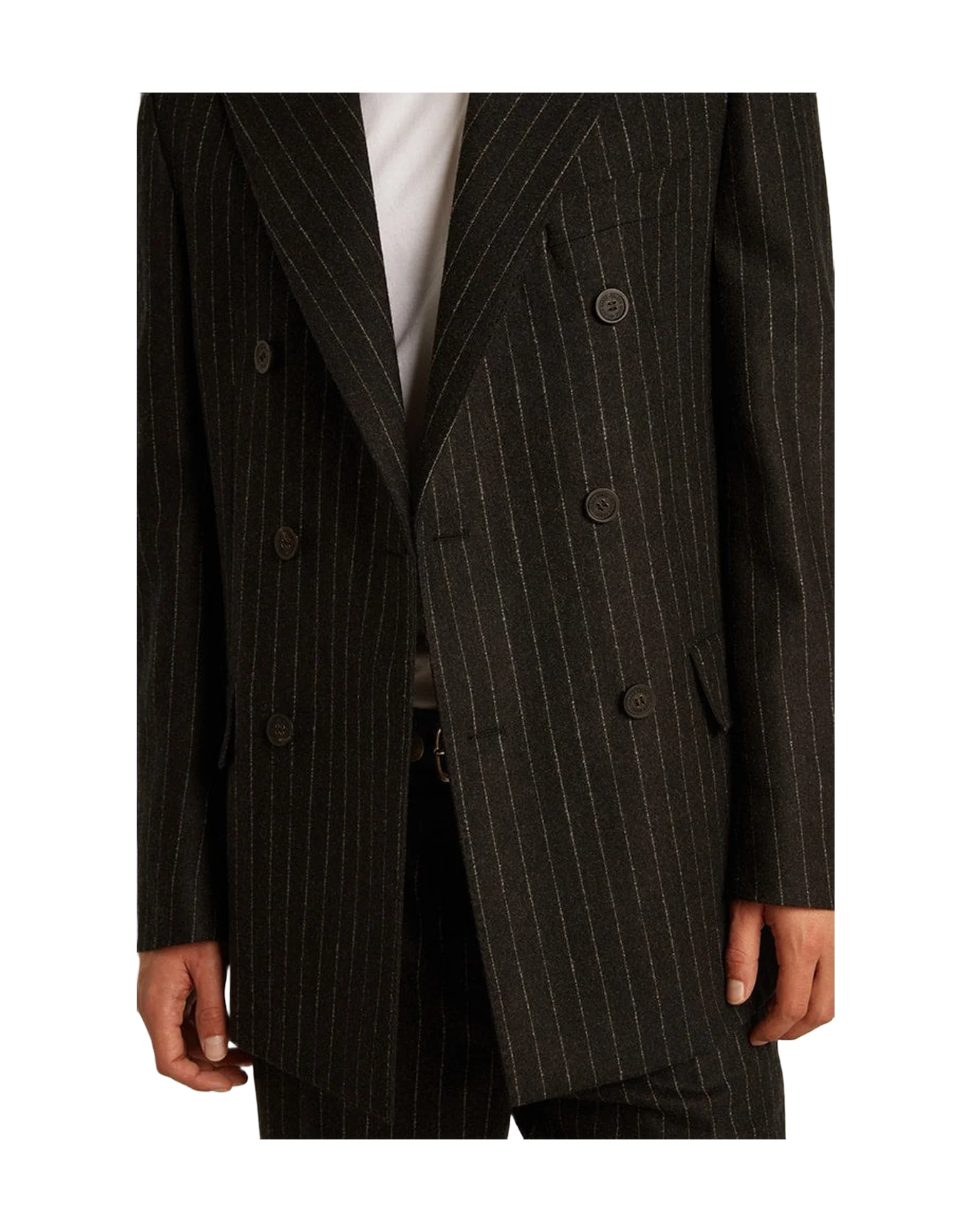 Men | Double-Breasted Blazer Gray Melange Wool | Melange Dark Grey x Arctic Wolf - Image 7