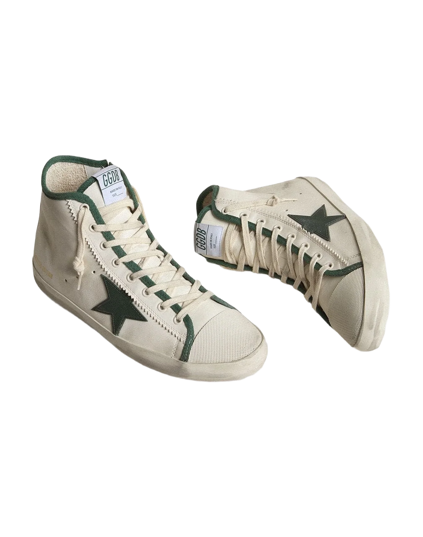 Men | Francy Ltd White Nappa Leather with Green Rubber Star | White x Green - Image 4