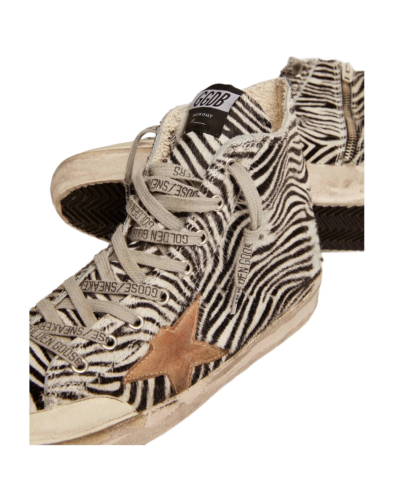 Men | Francy Penstar Ltd Zebra Print Pony Skin with Tobacco Star | White Black x Tobacco x Black - Image 4