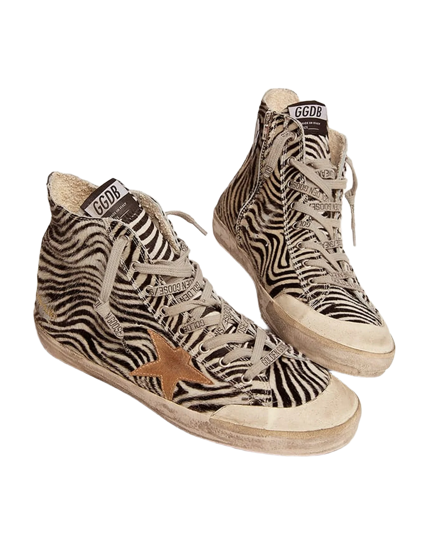 Men | Francy Penstar Ltd Zebra Print Pony Skin with Tobacco Star | White Black x Tobacco x Black - Image 7