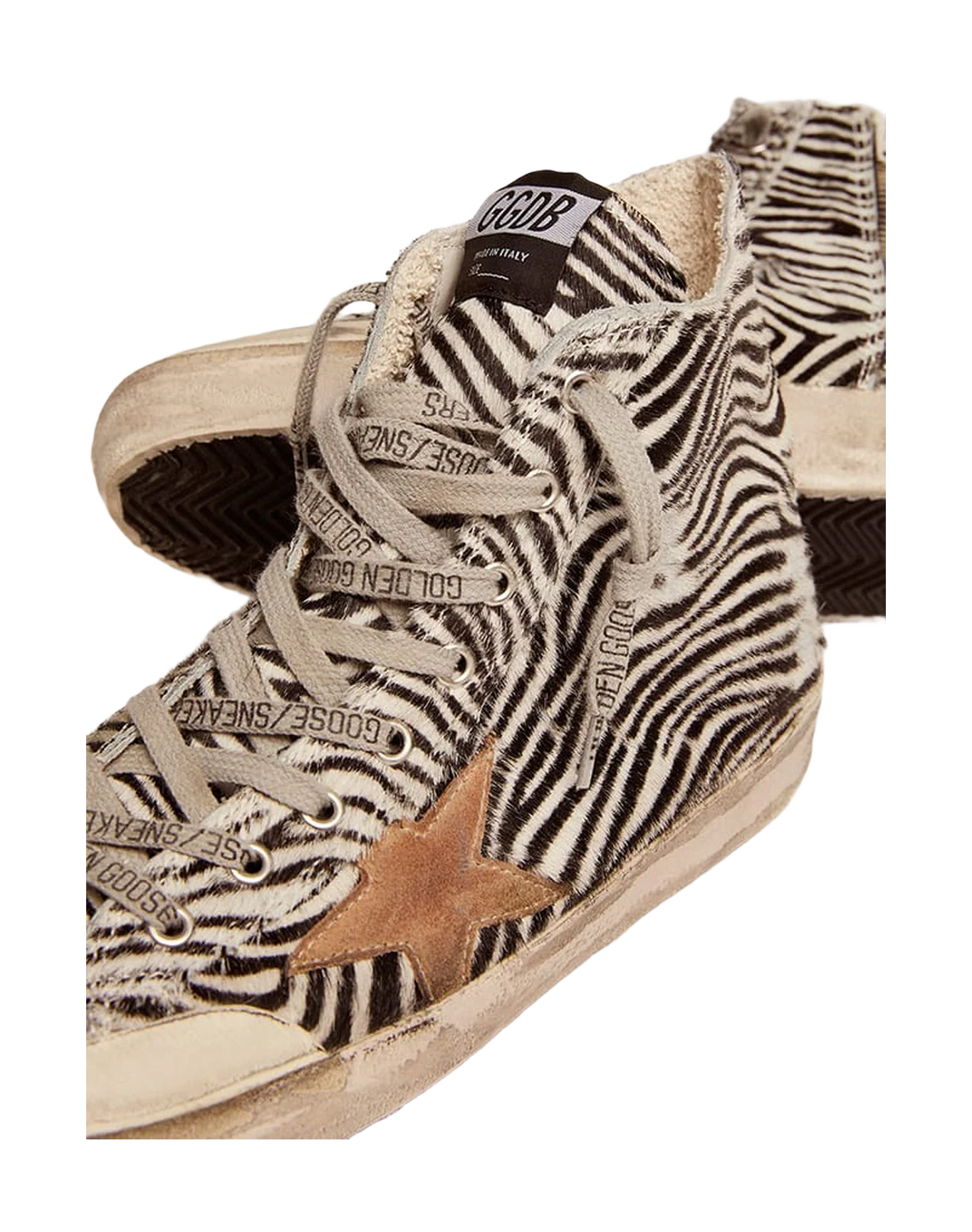 Men | Francy Penstar Ltd Zebra Print Pony Skin with Tobacco Star | White Black x Tobacco x Black - Image 9