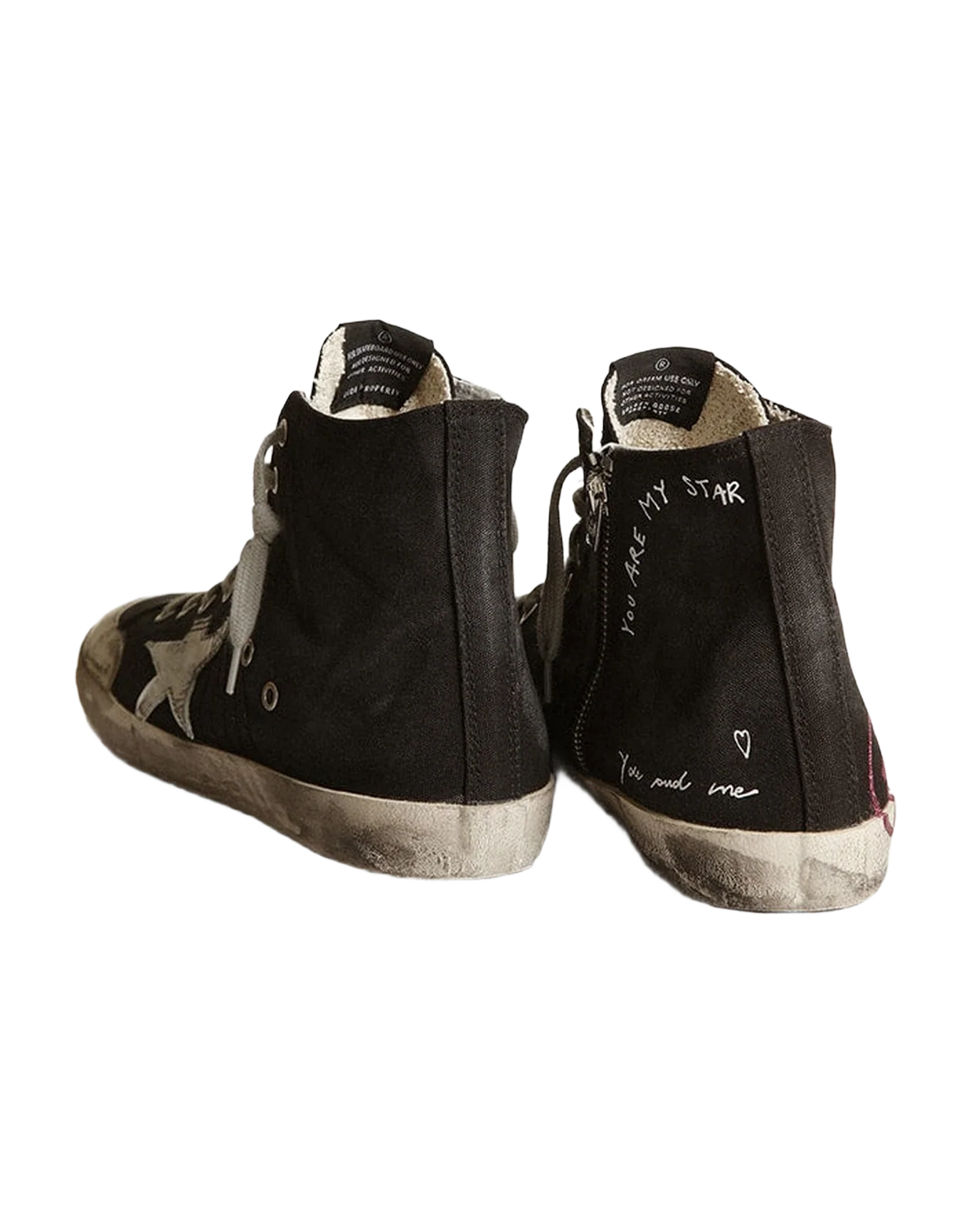 Men | Francy Penstar Sneakers Black Canvas with Golden Goose Signature & White Leather Star | Black x White x Purple - Image 2