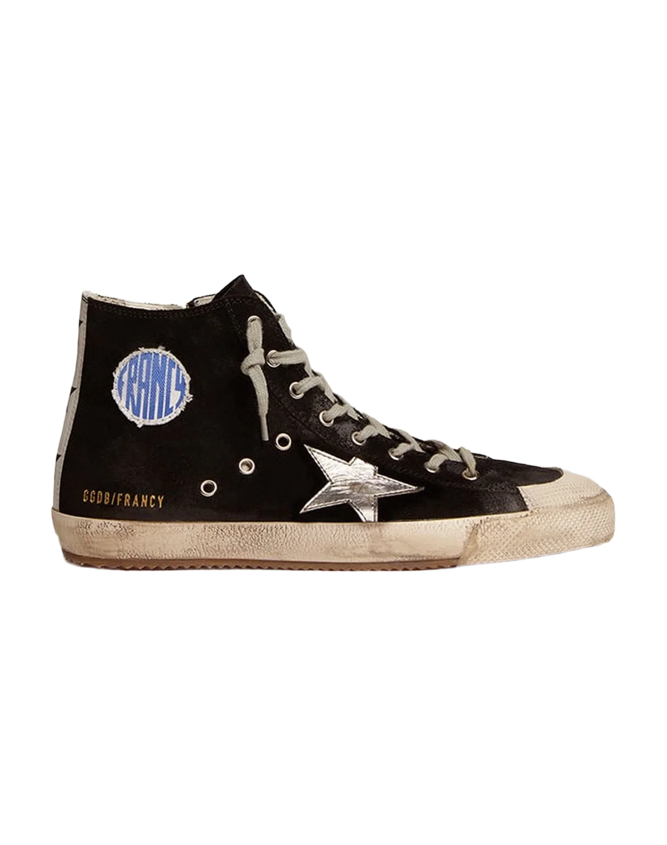Men | Francy Sneakers Black Suede with Laminated Star | Black x Silver x White Black Star - Image 7