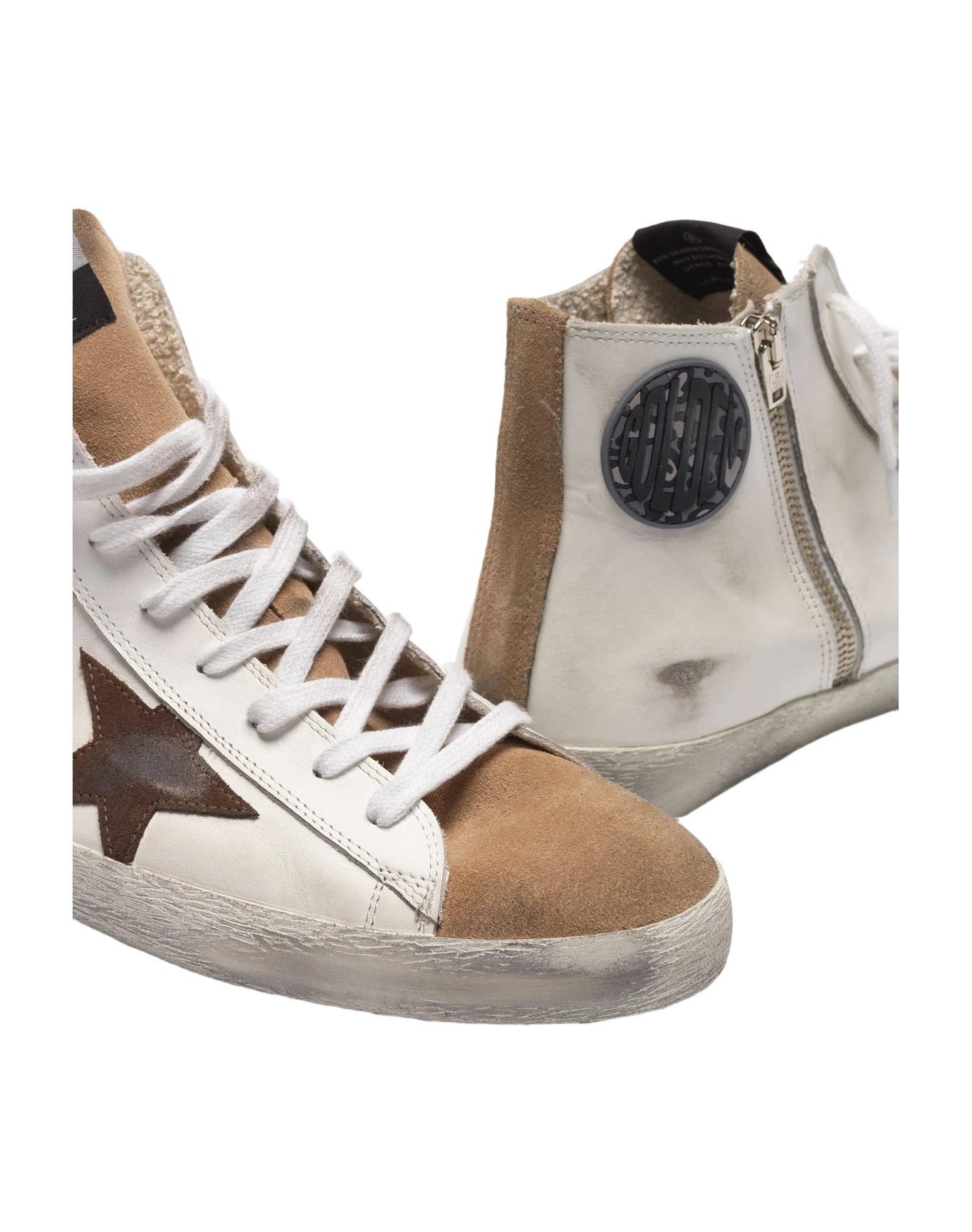 Men | Francy Sneakers Nude Suede & White Leather with Contrast Star - Image 8