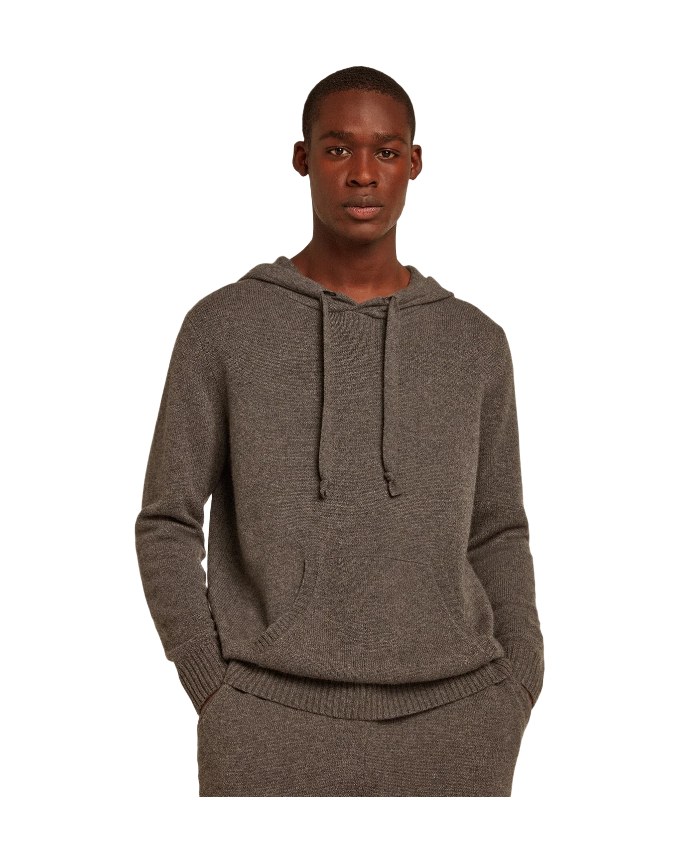 Men | Gray Melange Cashmere Blend Sweatshirt with Hood | Grey Melange - Image 3