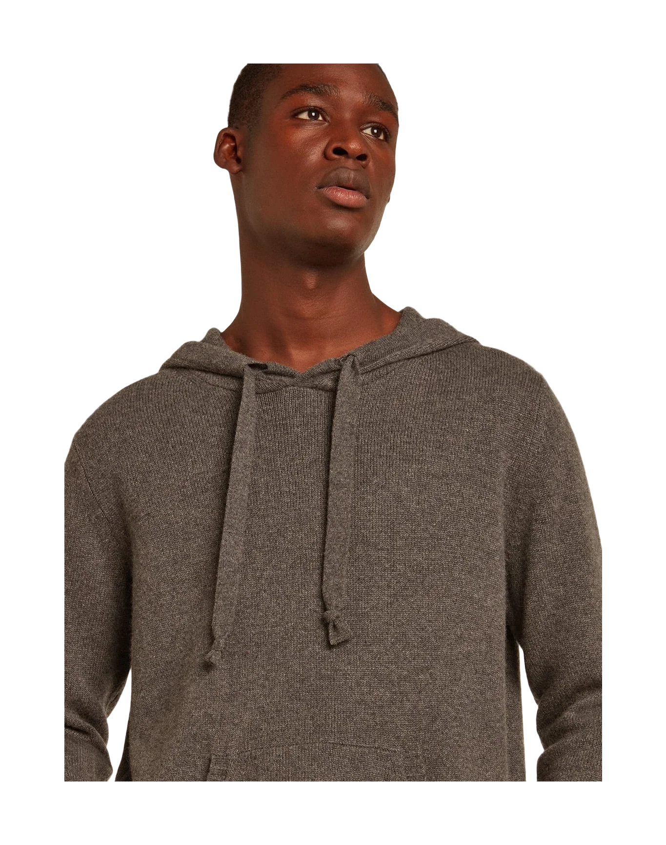 Men | Gray Melange Cashmere Blend Sweatshirt with Hood | Grey Melange - Image 4