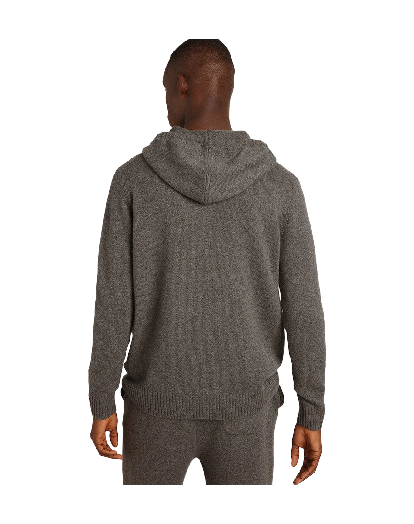 Men | Gray Melange Cashmere Blend Sweatshirt with Hood | Grey Melange - Image 8
