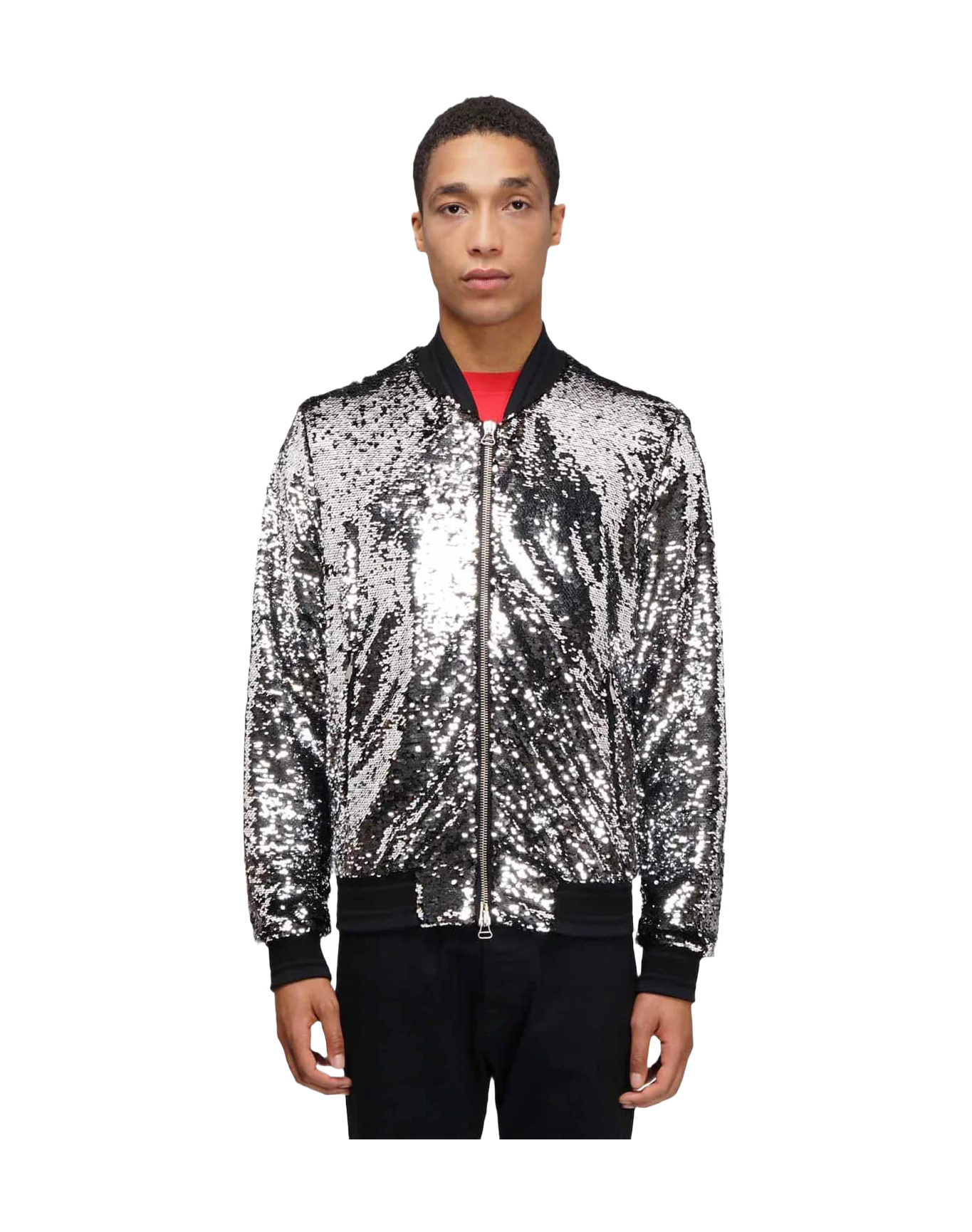 Men | Joshua Bomber Jacket with Silvery Sequins - Image 4