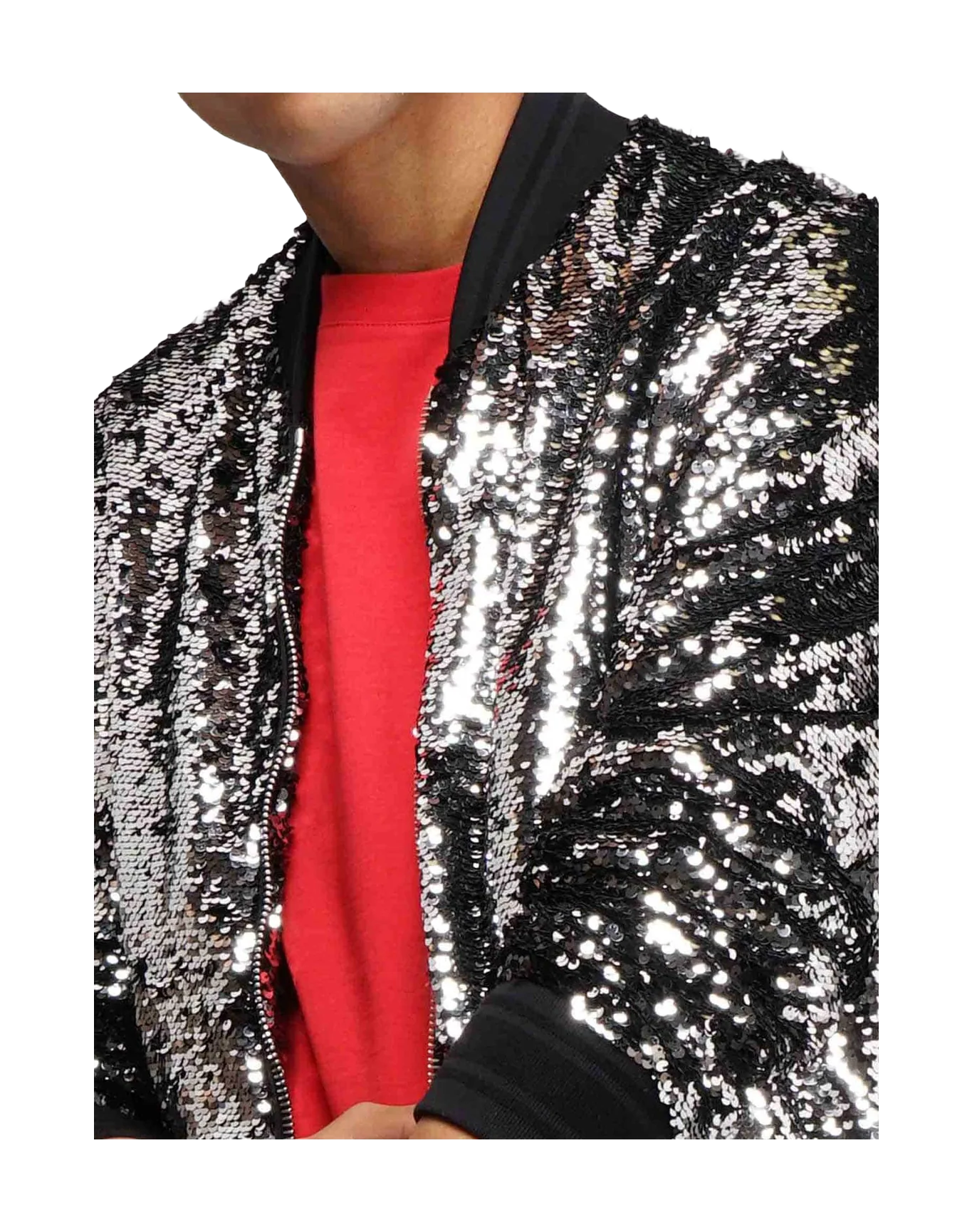 Men | Joshua Bomber Jacket with Silvery Sequins - Image 7