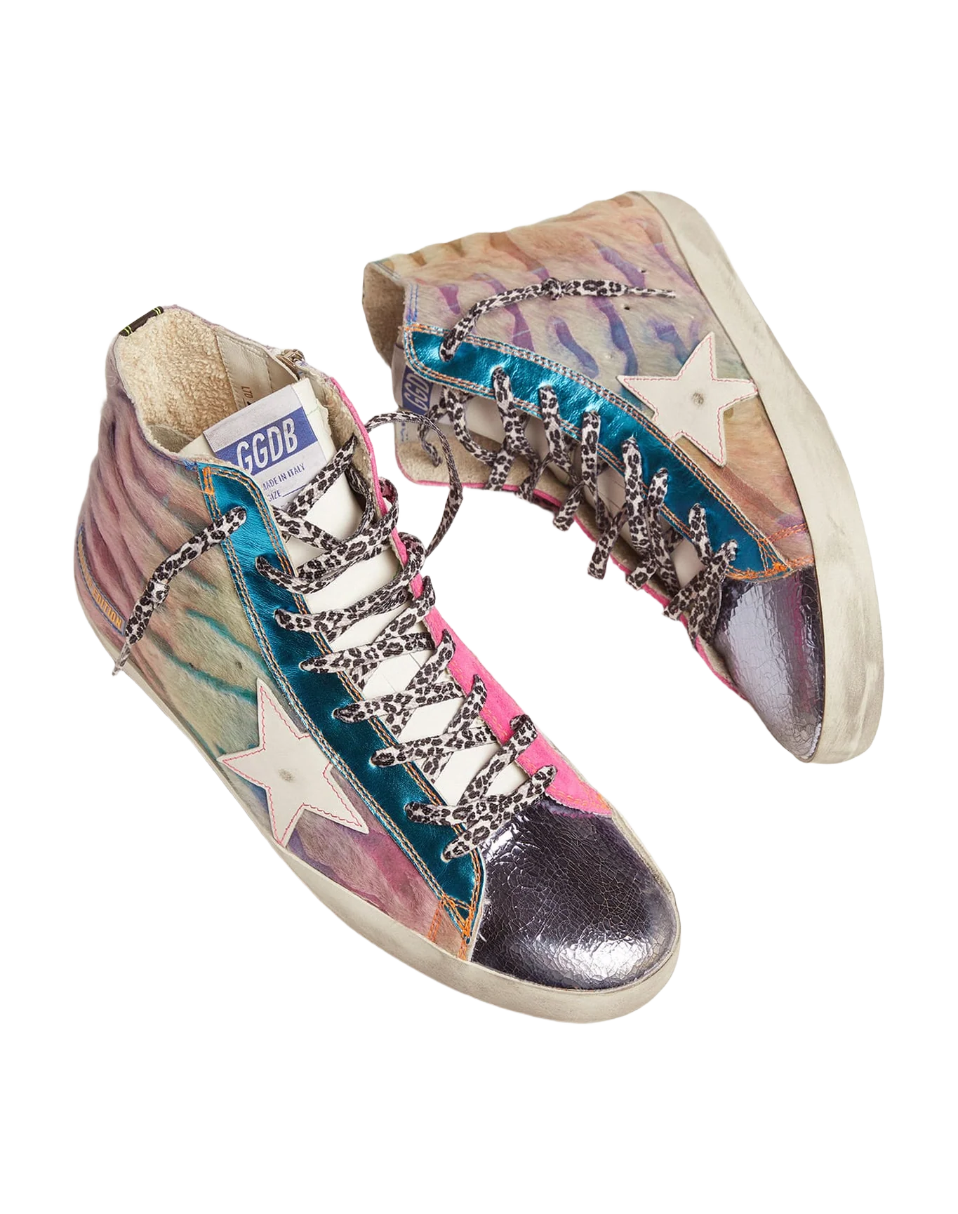 Men | Lab Limited Edition Zebra-Print Pony Skin Francy Sneakers | Rainbow x Fucsia x White x Black - Image 5