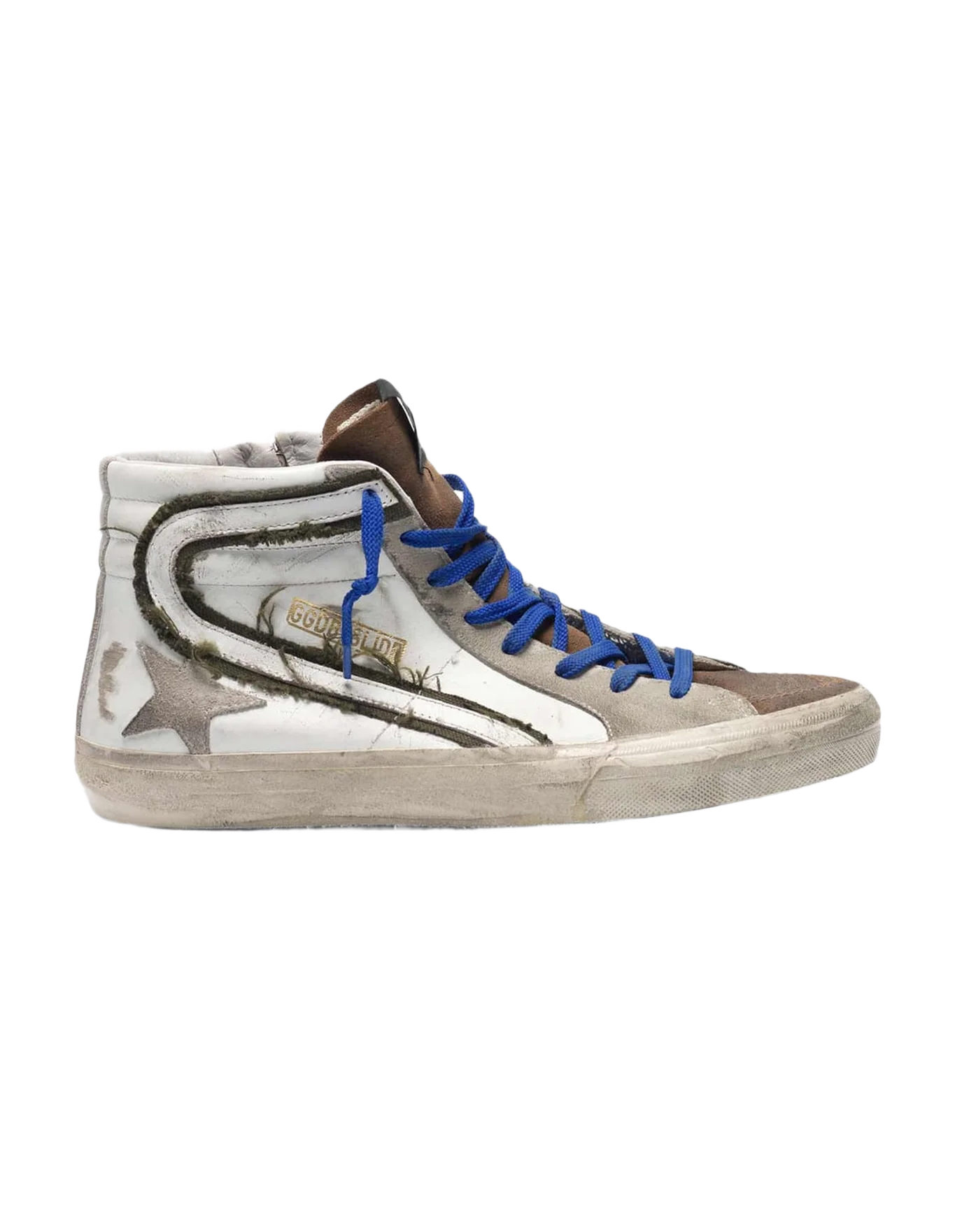 Men | Leather & Suede Sneakers with Inserts Raw Edge Canvas - Image 4