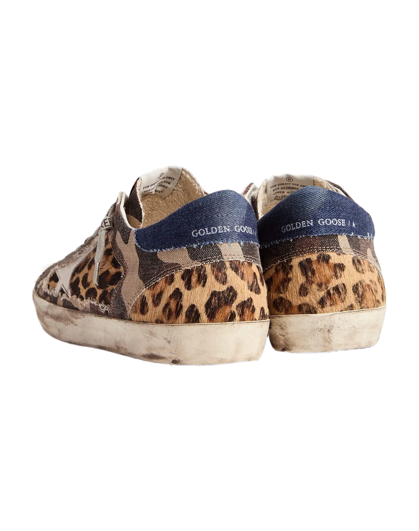 Men | Leopard-Print & Camouflage Patchwork Super-Star Sneakers | Brown Black Leo x Green Camouflage x White x Dark Blue - Image 2