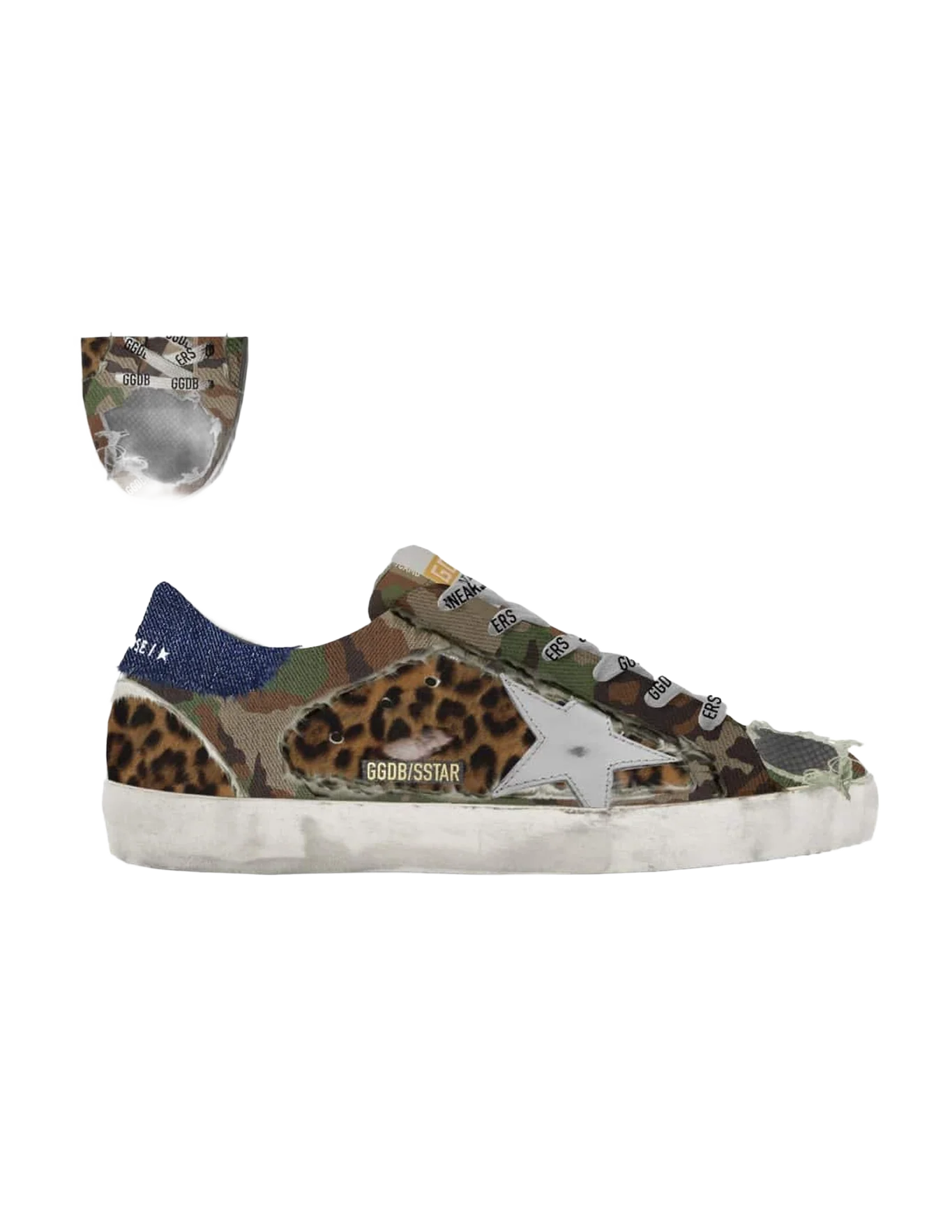 Men | Leopard-Print & Camouflage Patchwork Super-Star Sneakers | Brown Black Leo x Green Camouflage x White x Dark Blue - Image 4
