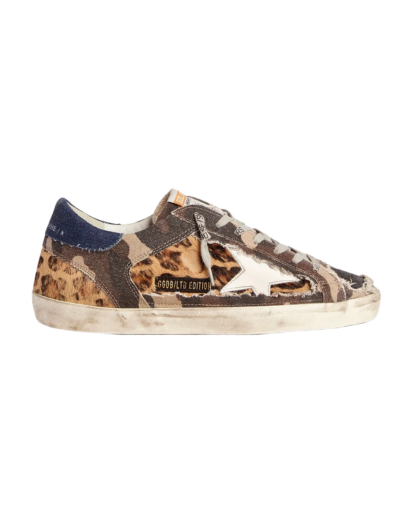 Men | Leopard-Print & Camouflage Patchwork Super-Star Sneakers | Brown Black Leo x Green Camouflage x White x Dark Blue - Image 5