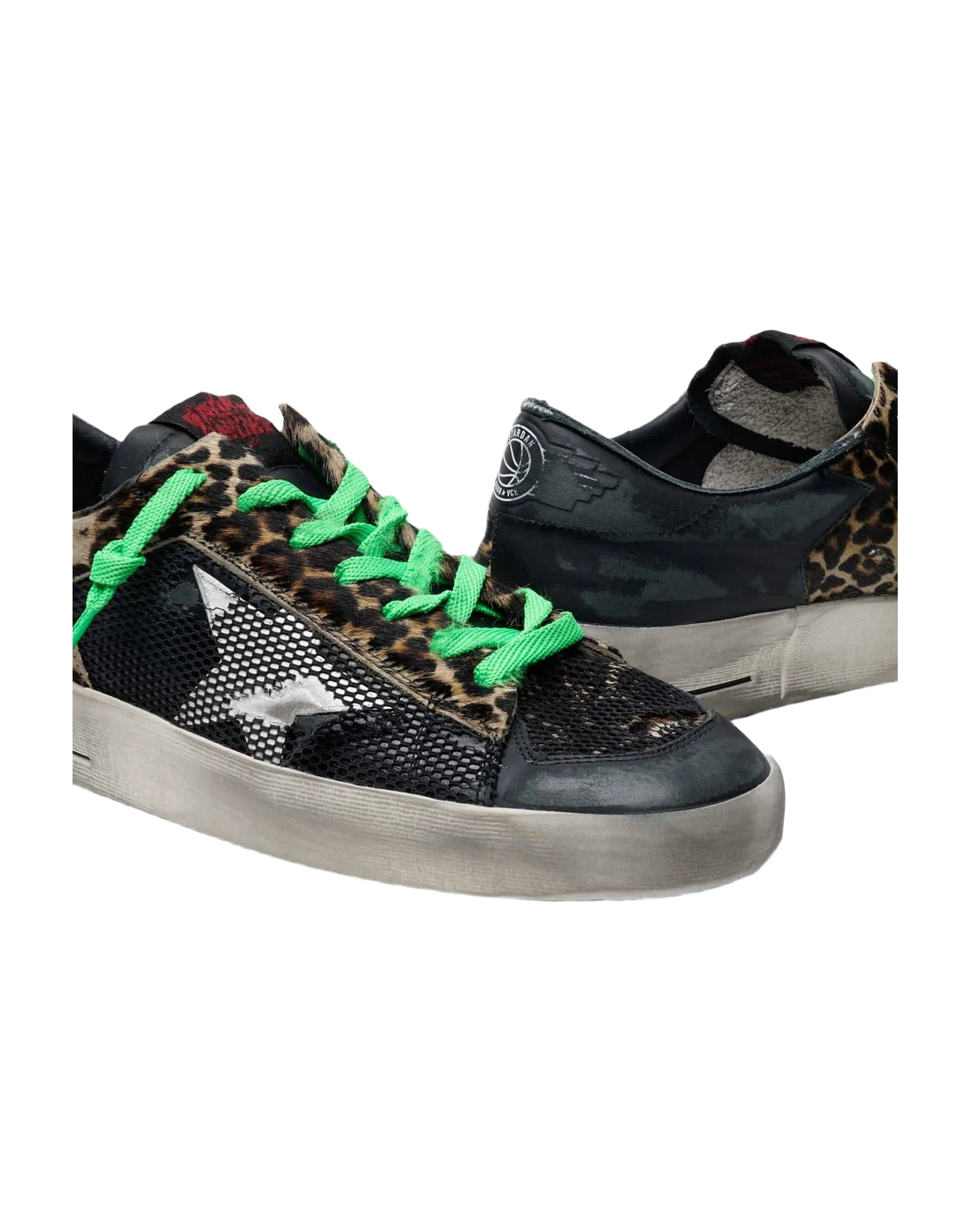 Men | Leopard Print Stardan Sneakers with Green Laces - Image 2