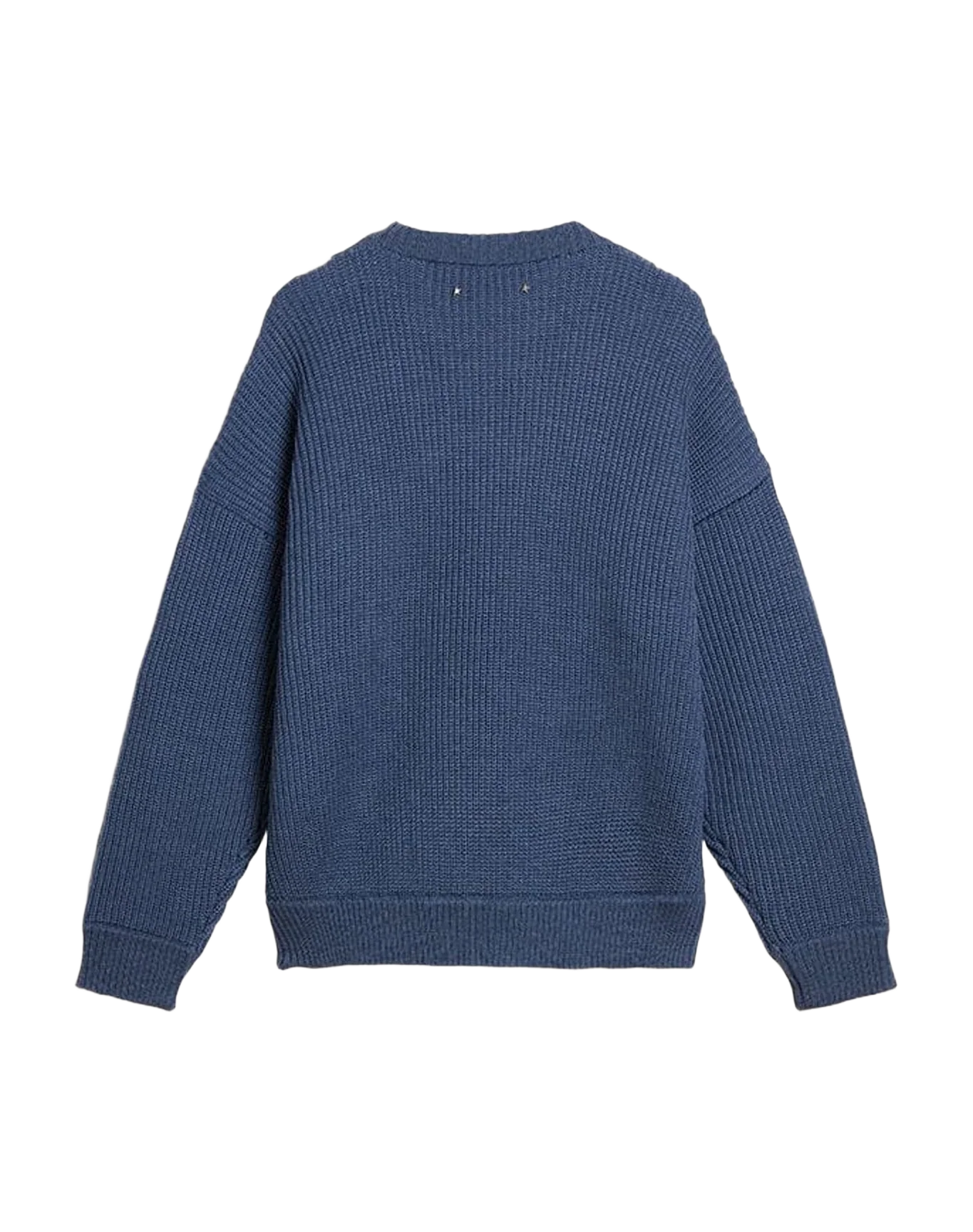Men | Light Blue Jacquard Wool Sweater with Cream-Colored Pattern | Dutch Blue x Natural White