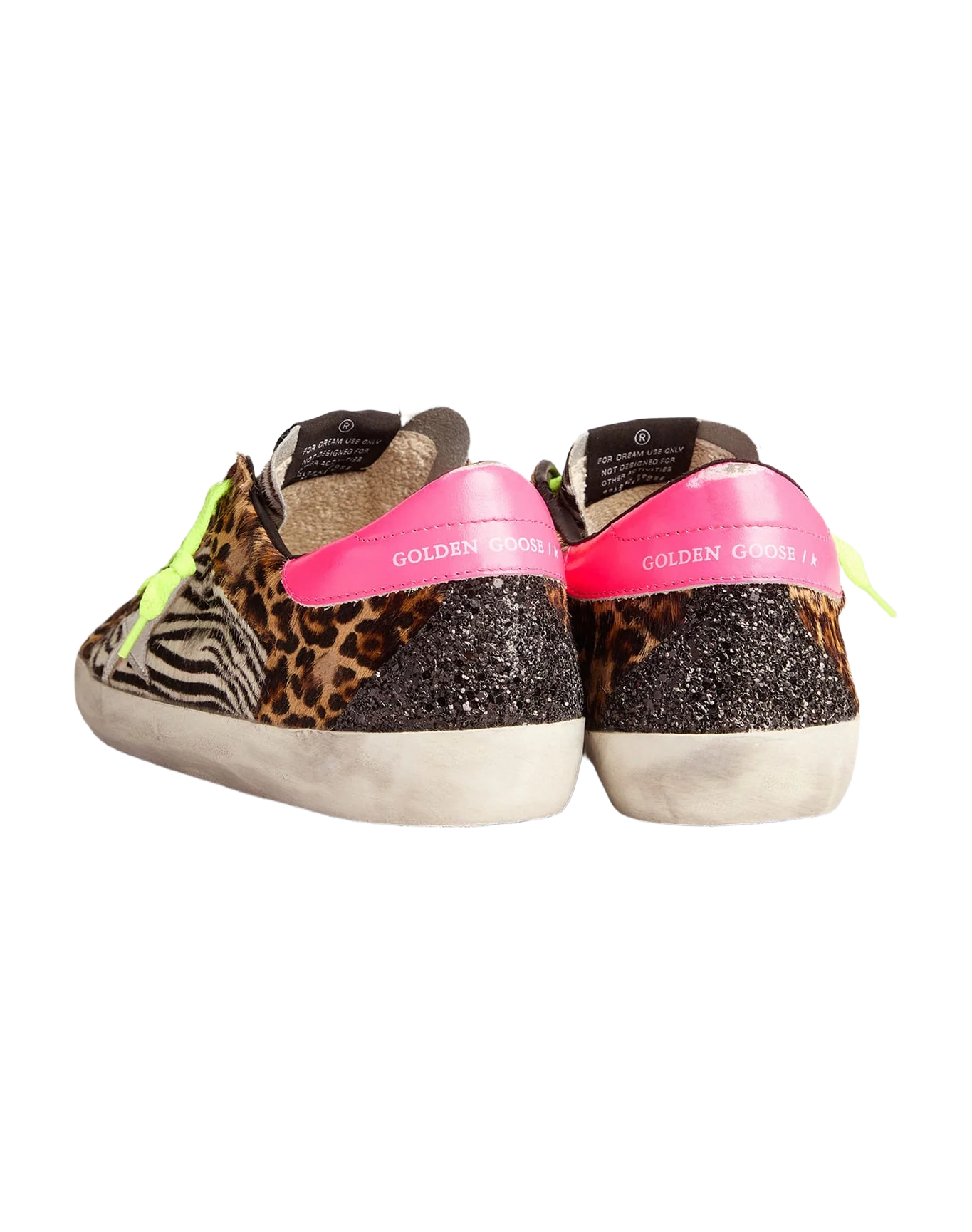 Men | Limited Edition Lab Glitter Animal-Print Super-Star Sneakers | Black Zebra x Beige Brown Leo x Silver x Fuchsia Fluo - Image 4
