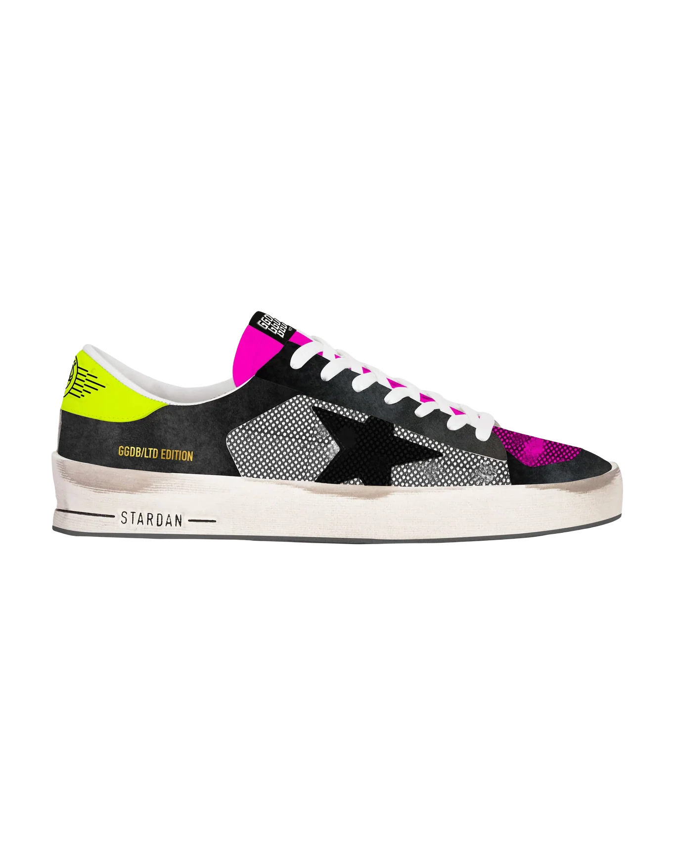 Men | Limited Edition Stardan Sneakers Fuchsia & Yellow | White x Black x Pink Fluo x Yellow Fluo - Image 4