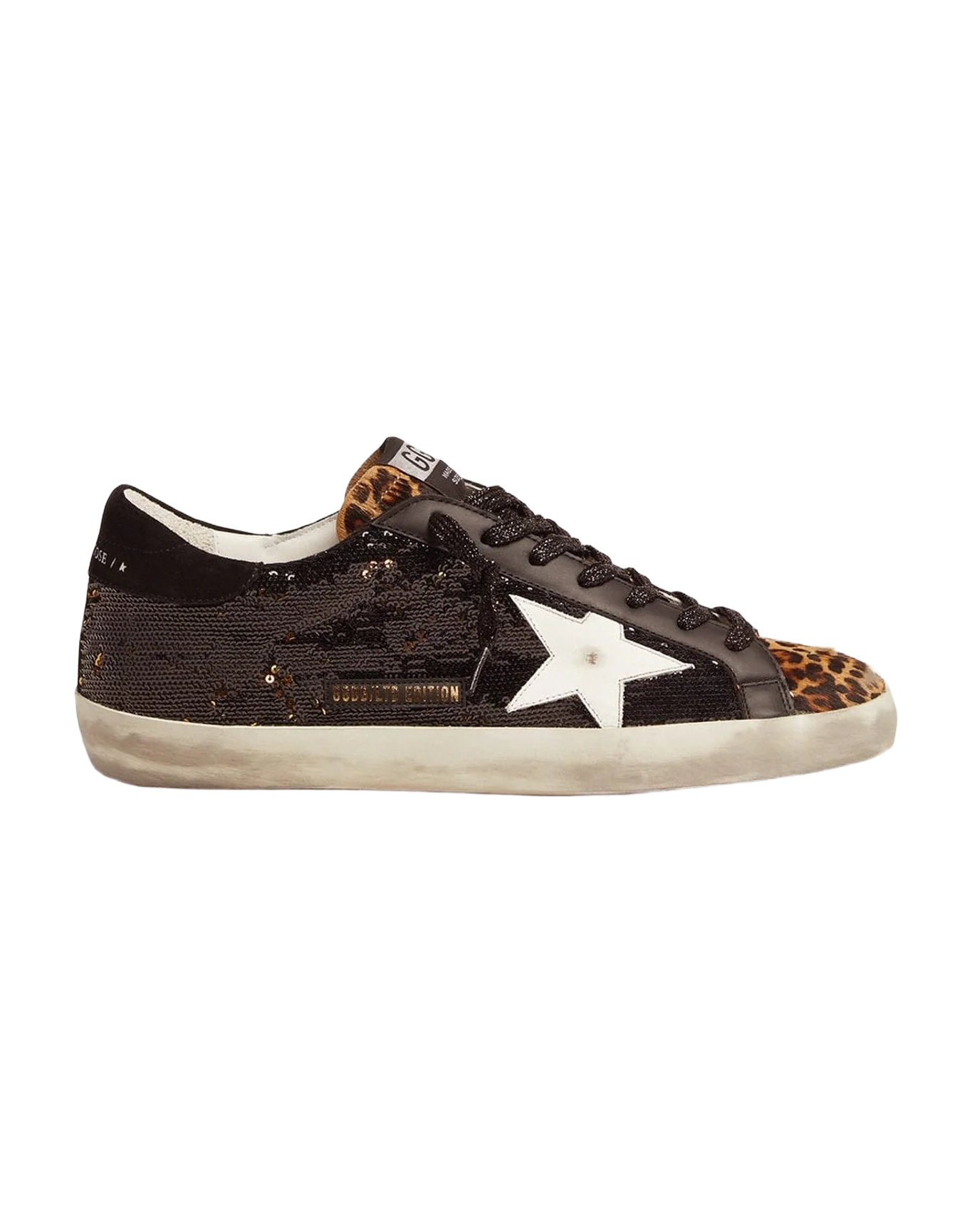 Men | Limited Edition Super-Star with Sequins & Leopard-Print Insert | Beige Brown Leo x Black Gold x White x Black