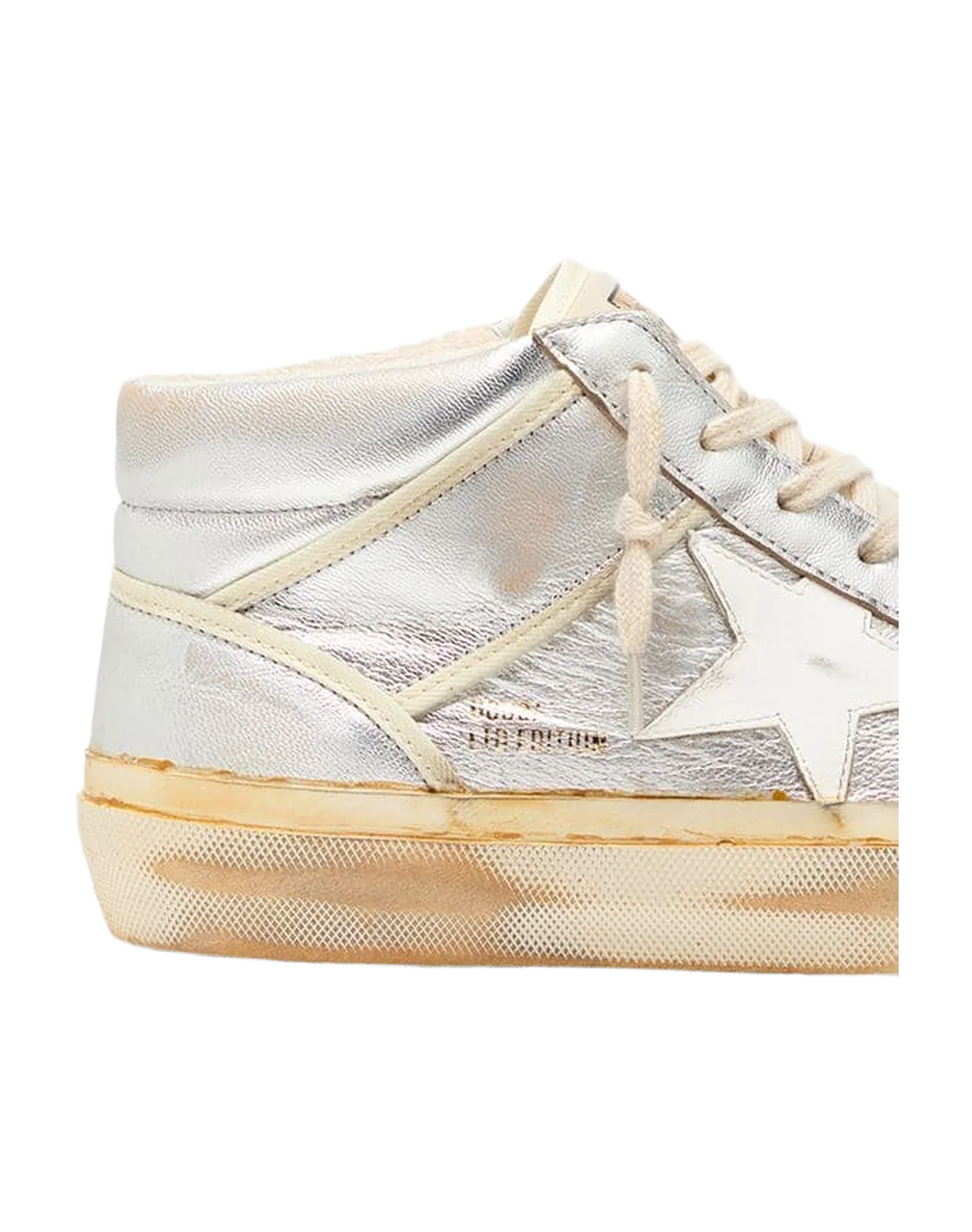 Men | Mid Star Ltd Silver Metallic Leather with Ivory Star | Silver x White Beige x White - Image 4