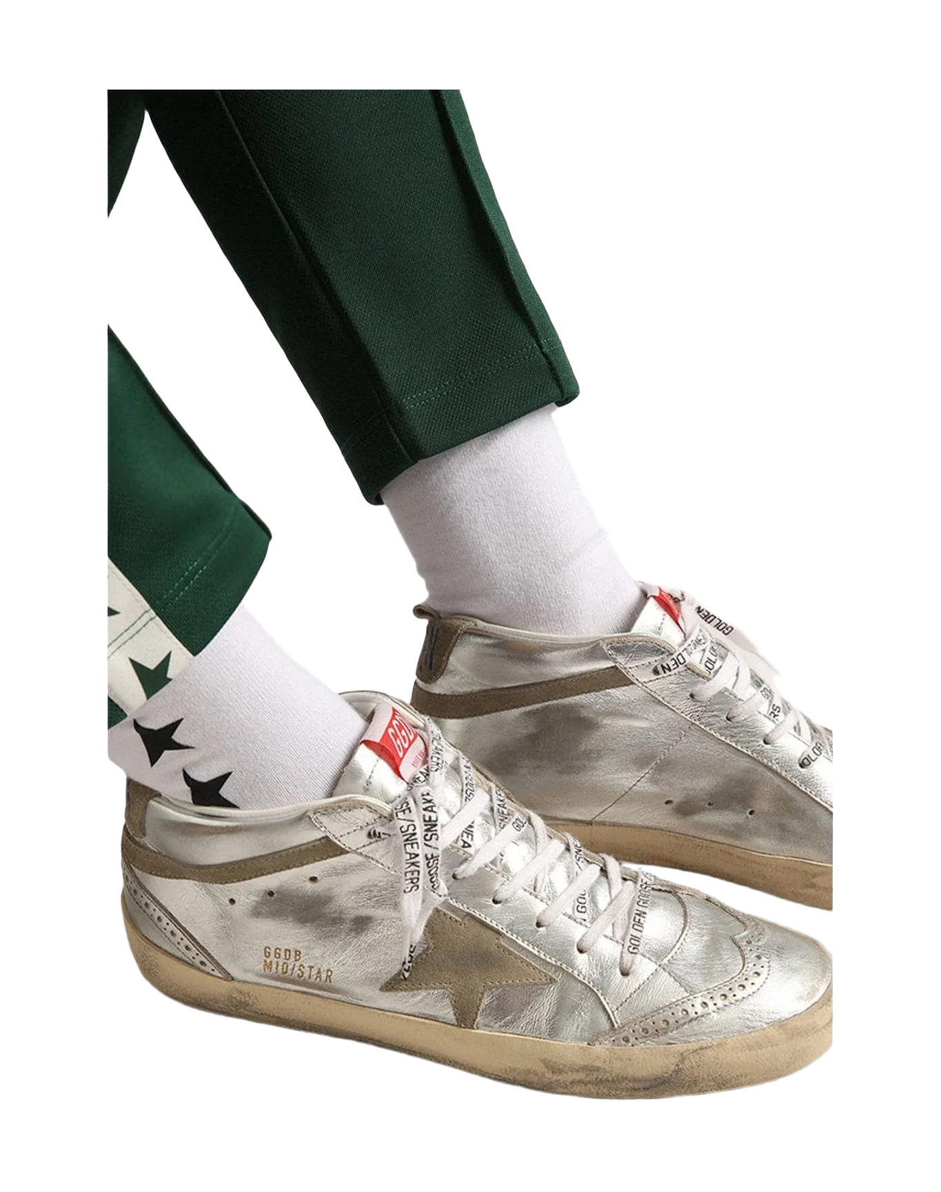 Men | Mid Star Silver Laminated Leather with Dove Gray Star & Flash | Silver x Taupe